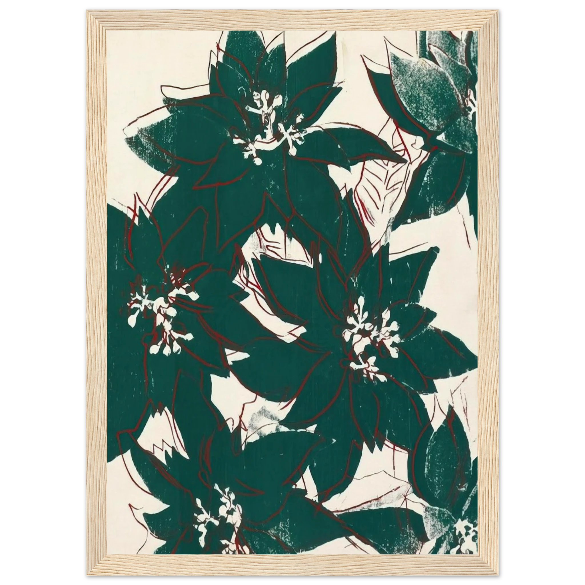 Poinsetta Framed Poster | Andy Warhol Framed Prints Wall Art | Andy Warhol Prints