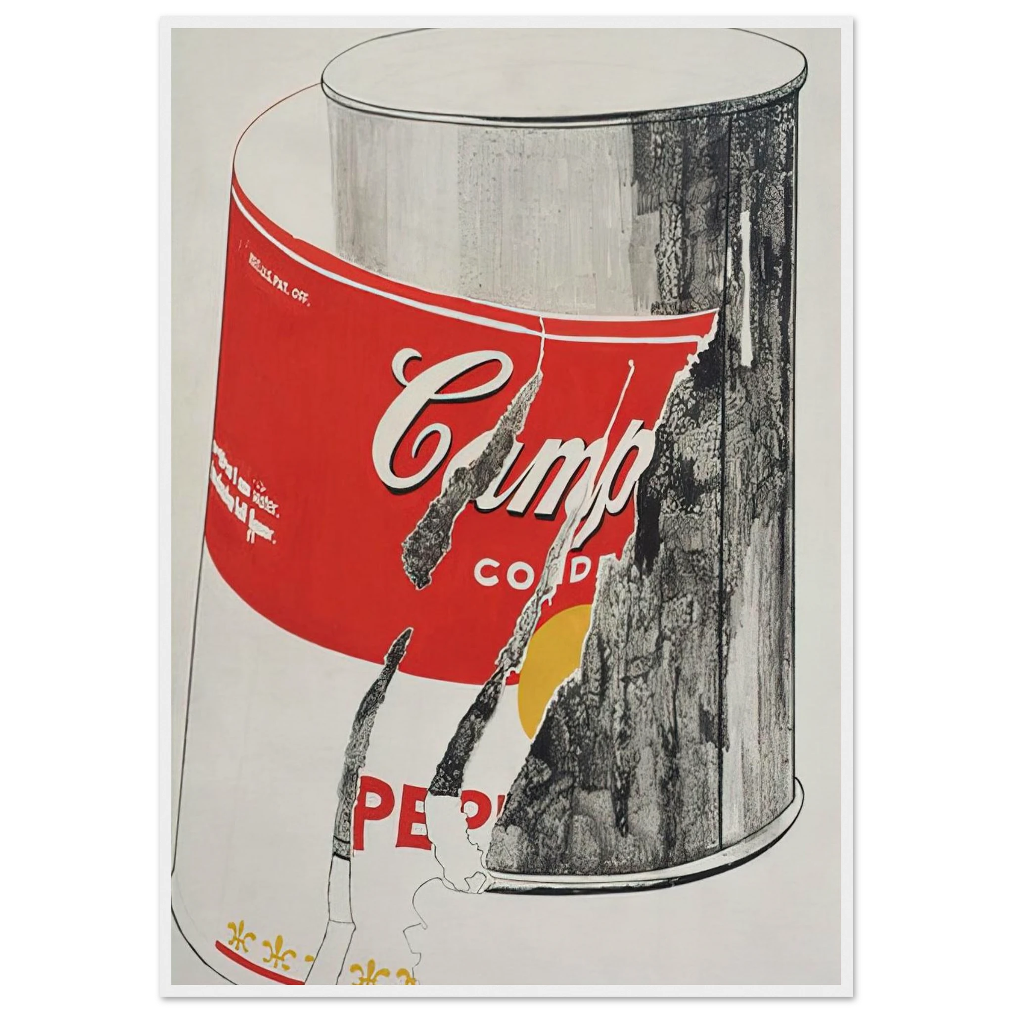 Big Torn Campbell's Soup Can  Pepper Pot  Framed Poster | Andy Warhol Framed Prints Wall Art | Andy Warhol Prints
