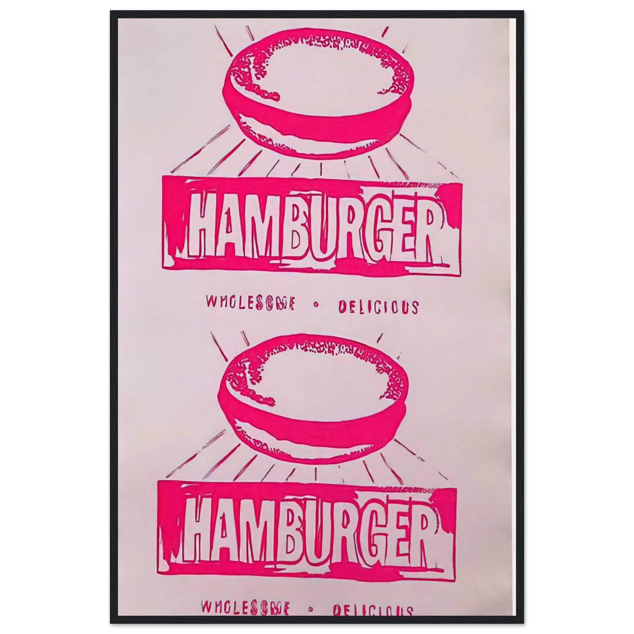 Double Hamburger Framed Poster | Andy Warhol Framed Prints Wall Art | Andy Warhol Prints