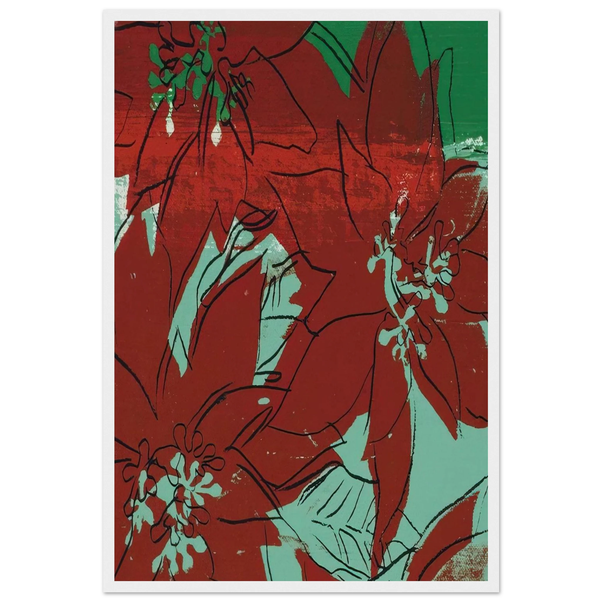 Poinsettias Framed Poster | Andy Warhol Framed Prints Wall Art | Andy Warhol Prints
