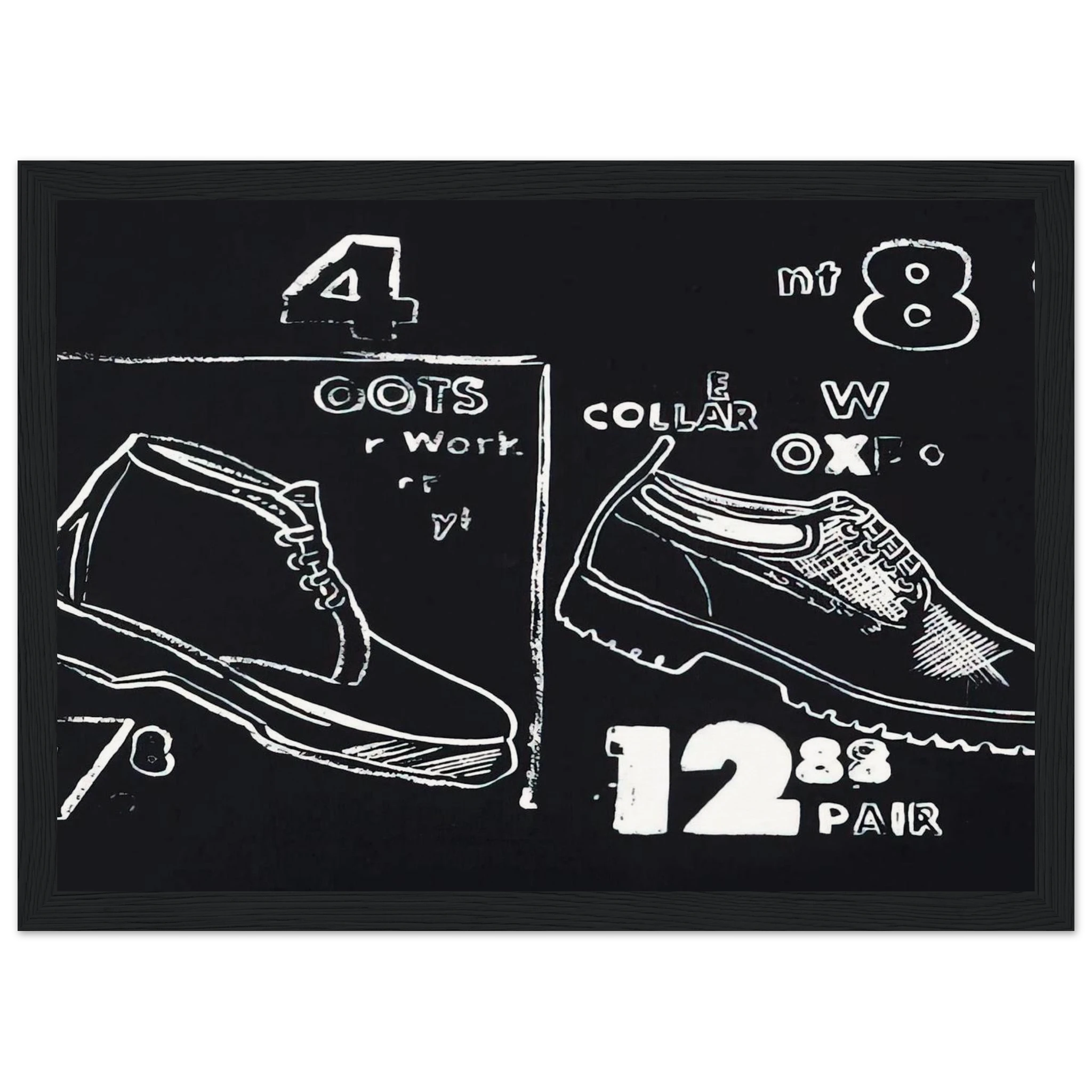 Work Boots Framed Poster | Andy Warhol Framed Prints Wall Art | Andy Warhol Prints