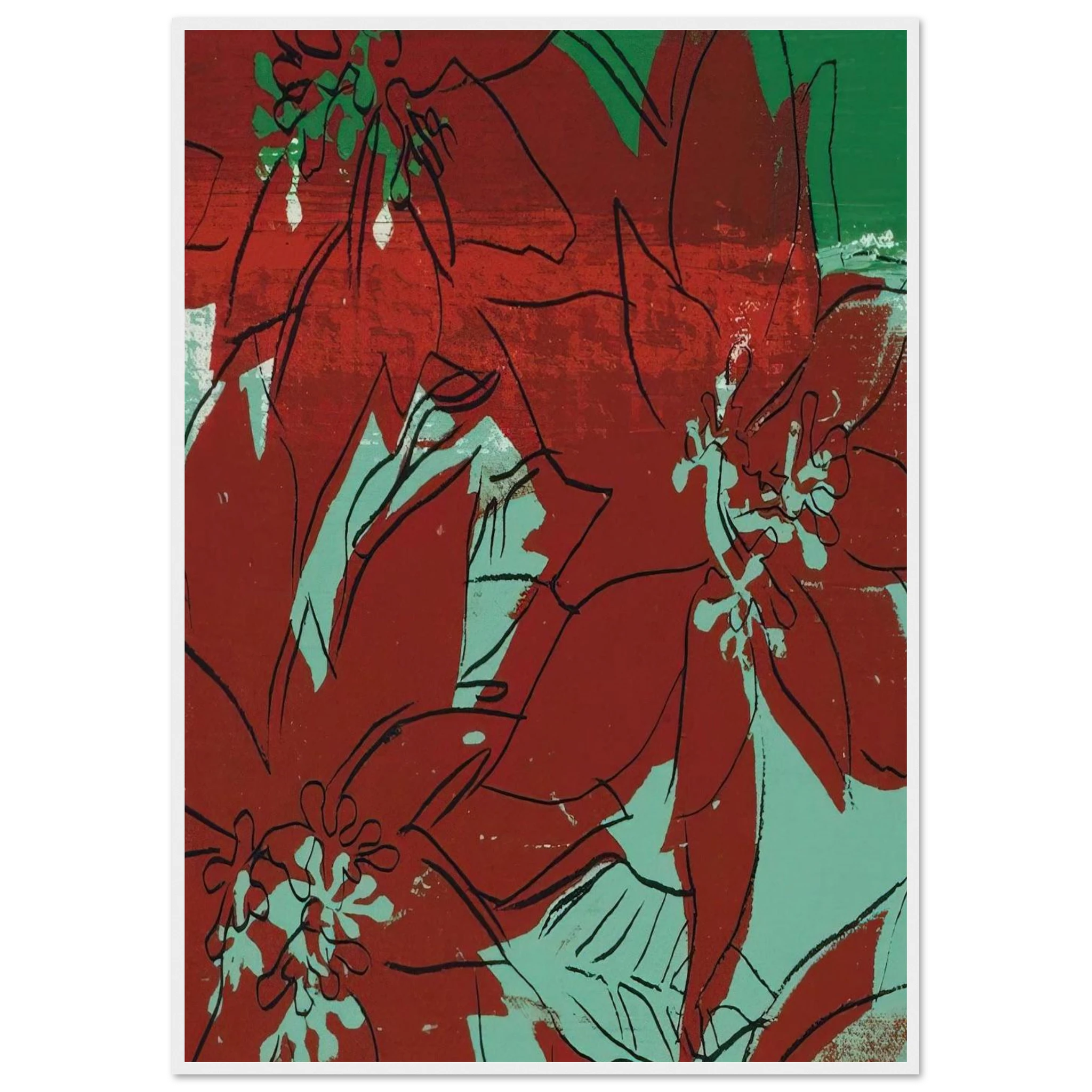 Poinsettias Framed Poster | Andy Warhol Framed Prints Wall Art | Andy Warhol Prints