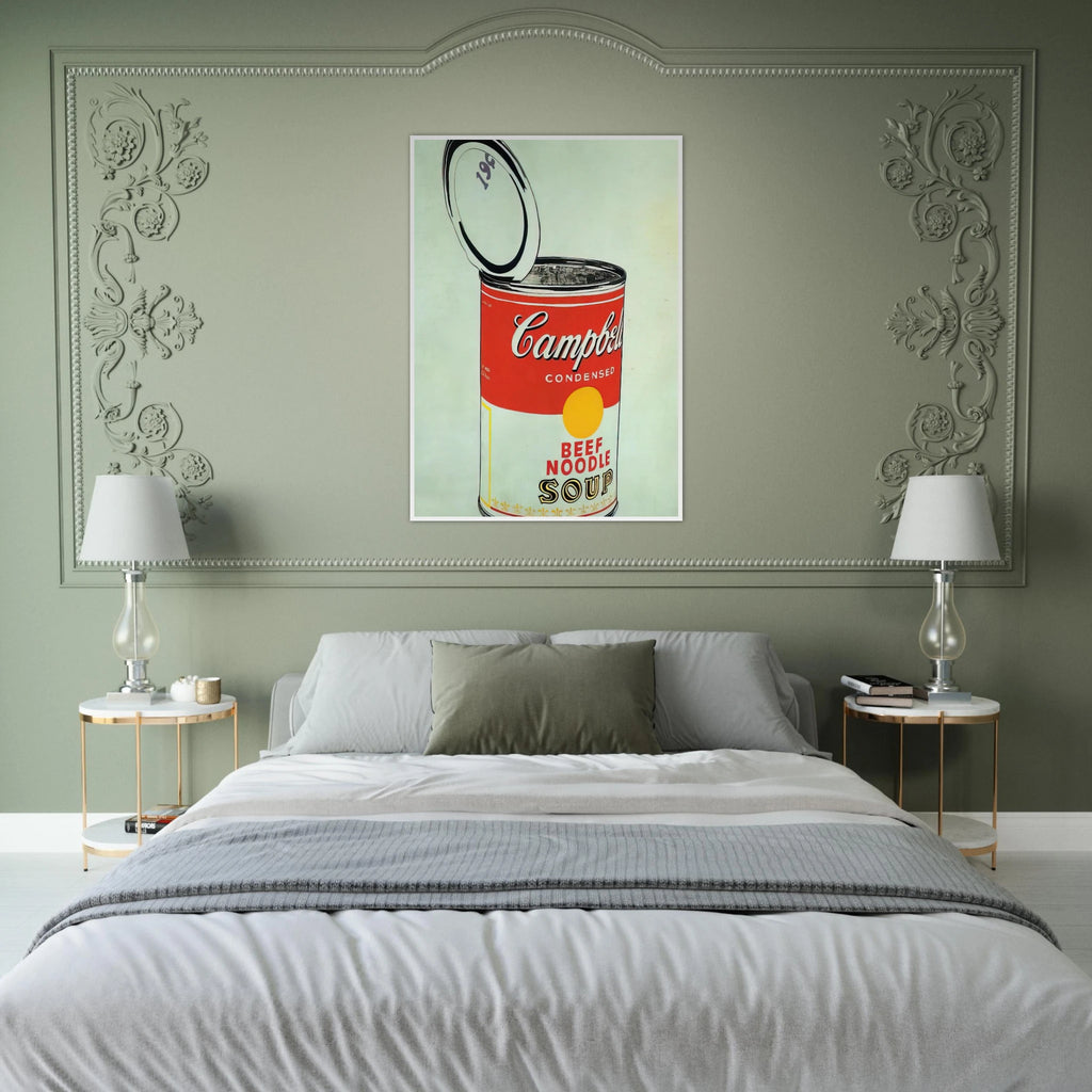 Big Campbell's Soup Can 19c  Beef Noodle  Framed Poster | Andy Warhol Framed Prints Wall Art | Andy Warhol Prints