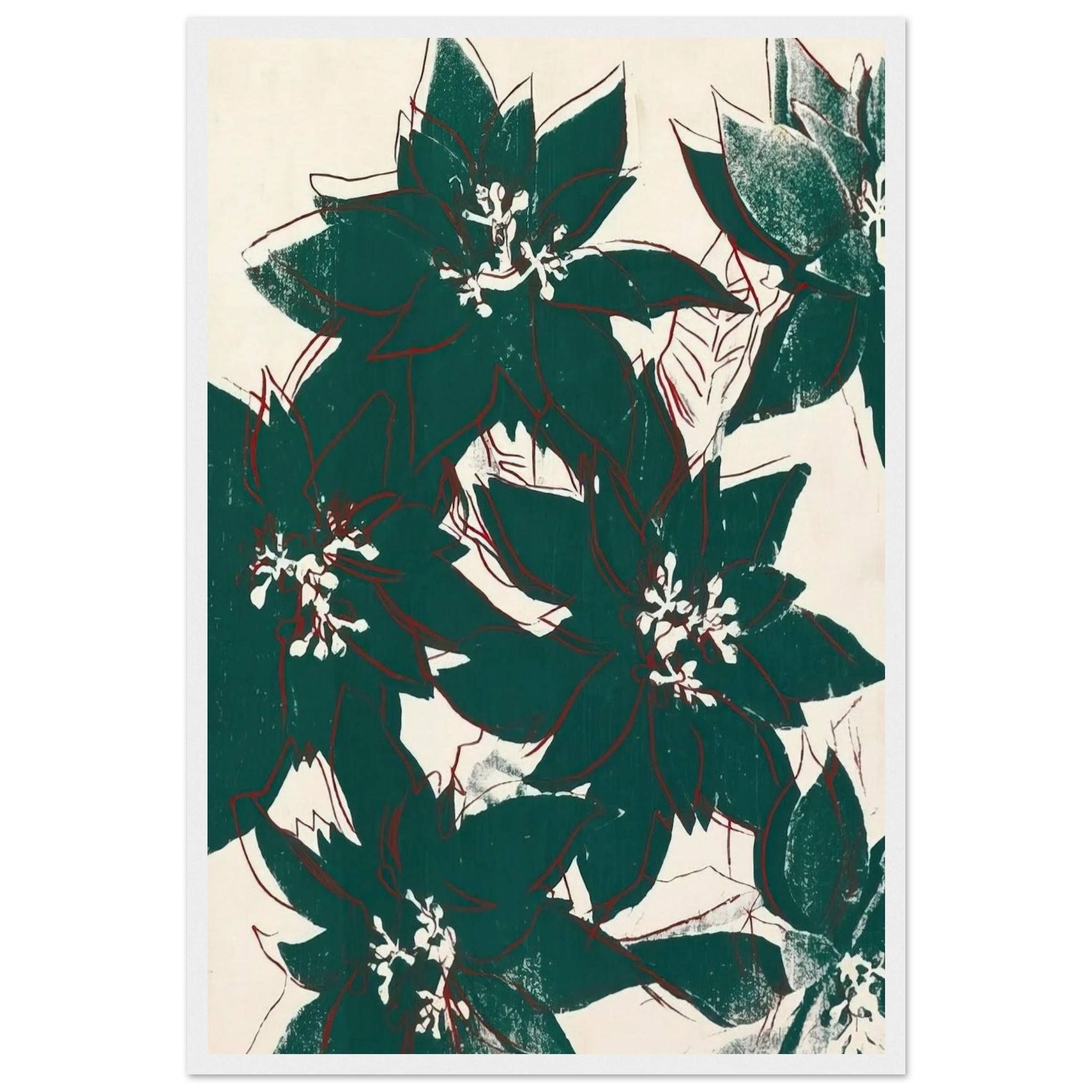 Poinsetta Framed Poster | Andy Warhol Framed Prints Wall Art | Andy Warhol Prints