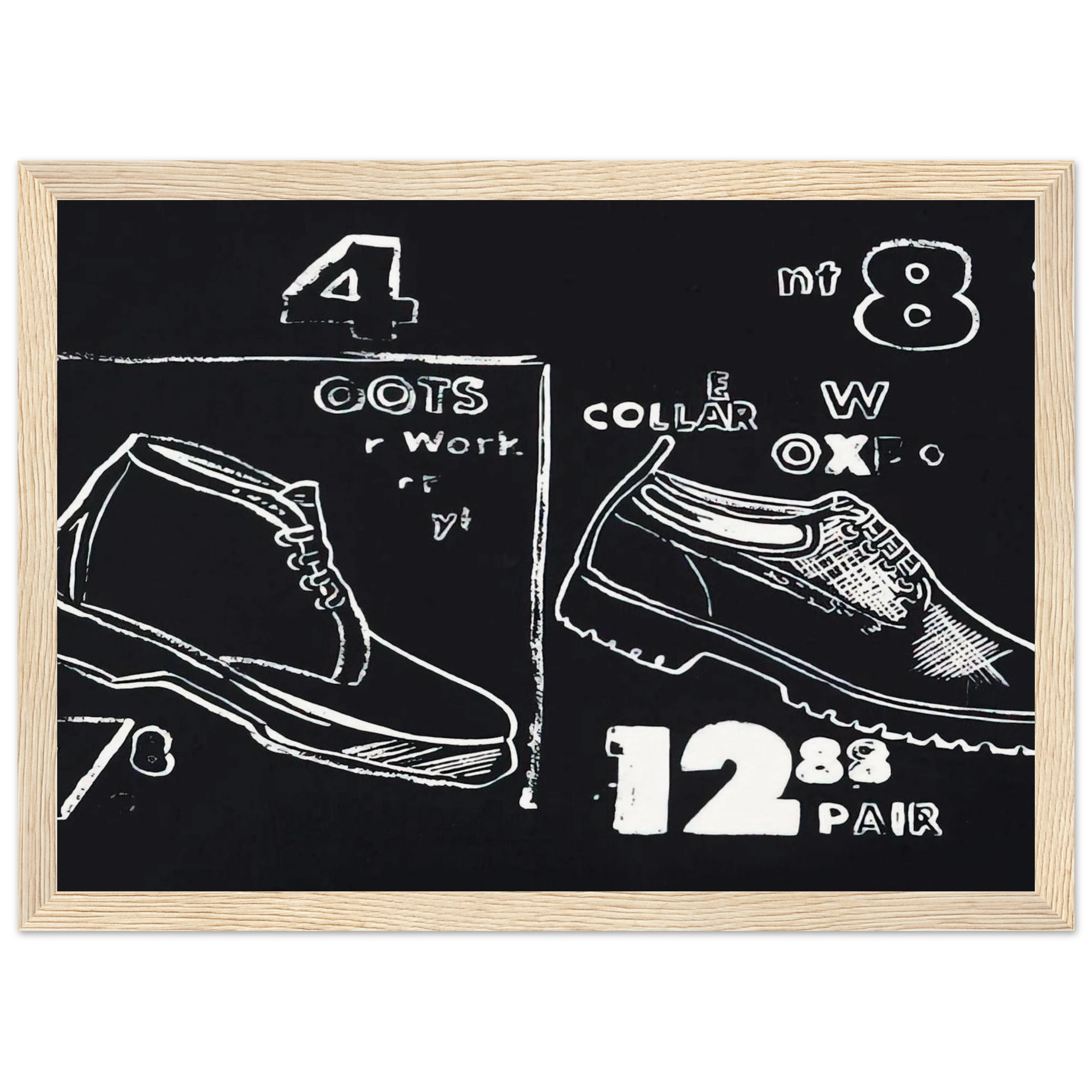 Work Boots Framed Poster | Andy Warhol Framed Prints Wall Art | Andy Warhol Prints