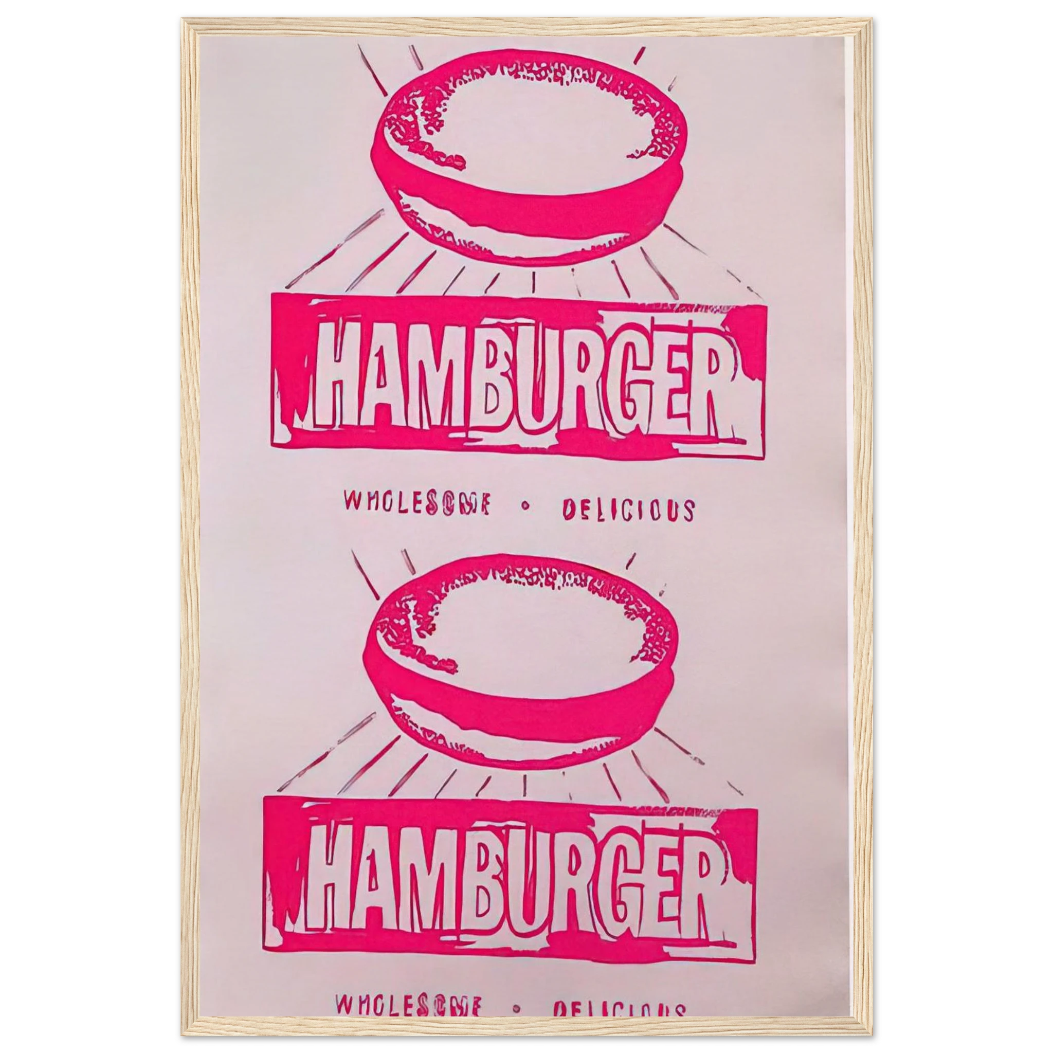 Double Hamburger Framed Poster | Andy Warhol Framed Prints Wall Art | Andy Warhol Prints