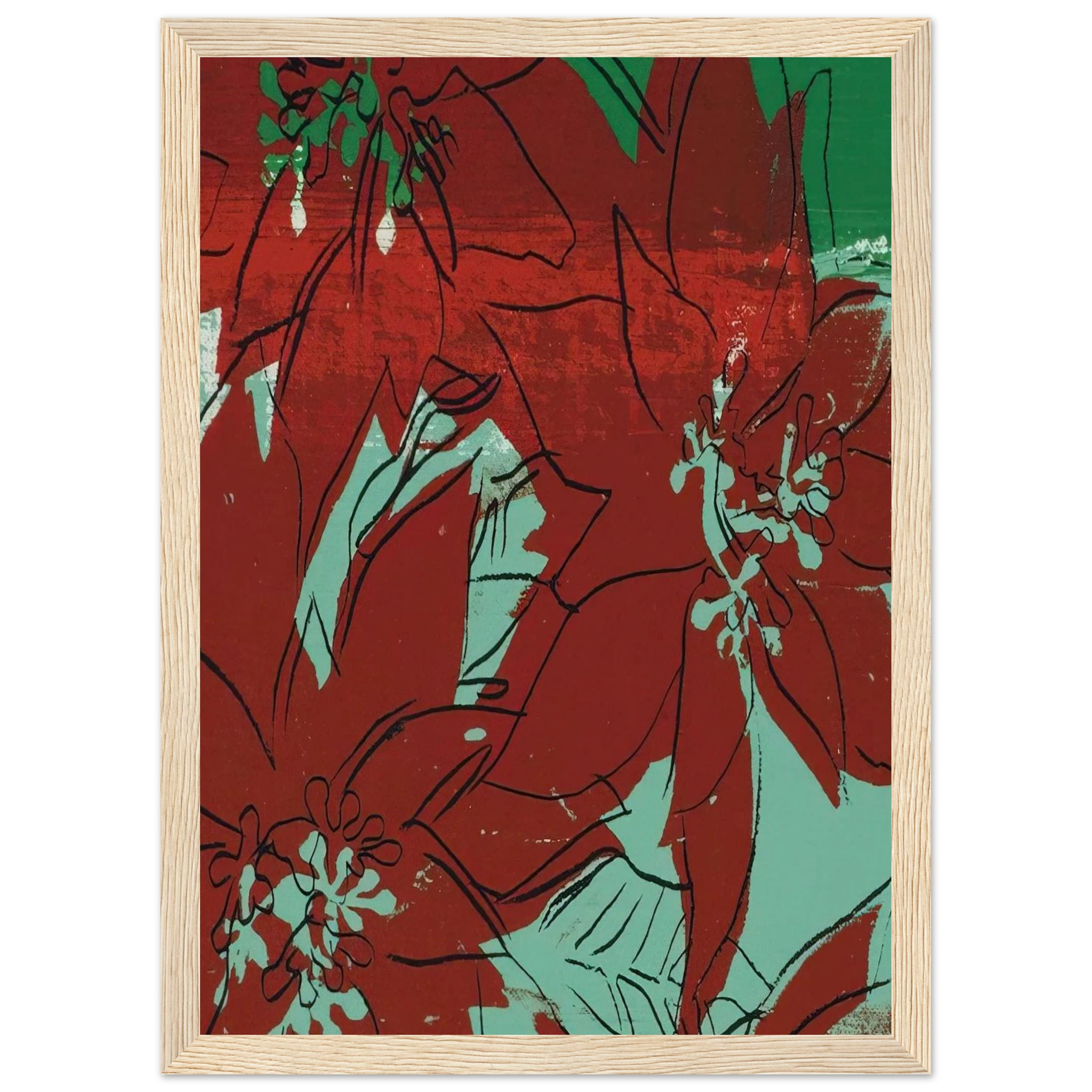 Poinsettias Framed Poster | Andy Warhol Framed Prints Wall Art | Andy Warhol Prints