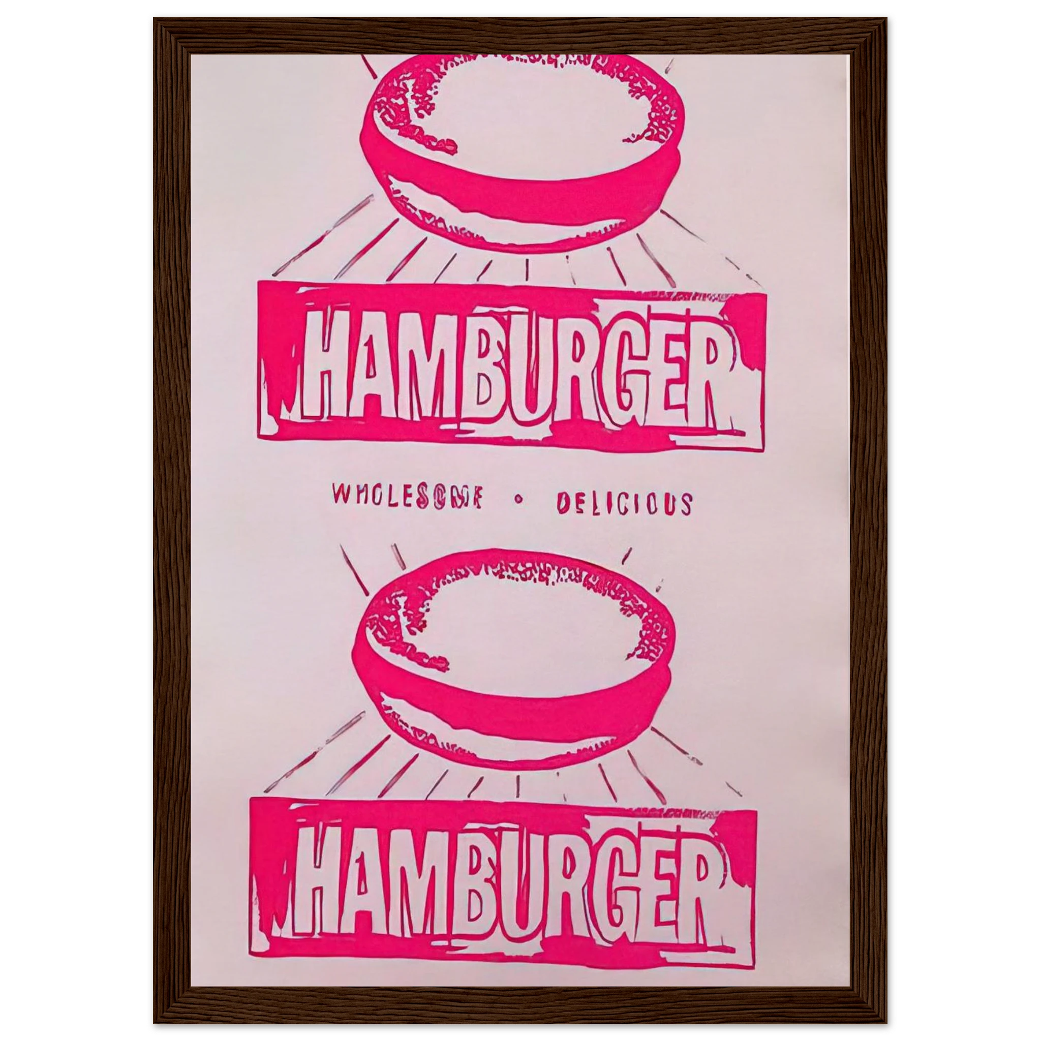 Double Hamburger Framed Poster | Andy Warhol Framed Prints Wall Art | Andy Warhol Prints