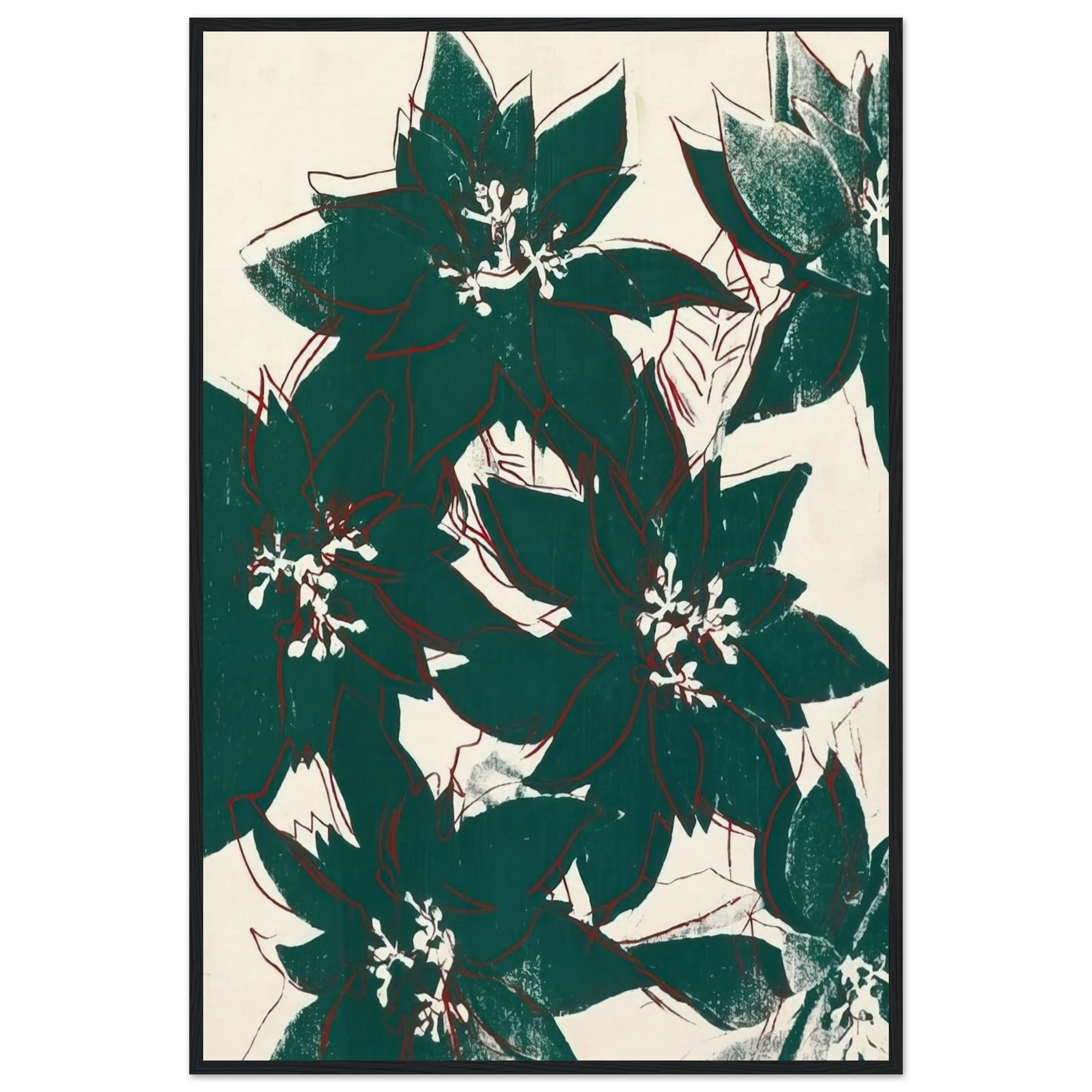 Poinsetta Framed Poster | Andy Warhol Framed Prints Wall Art | Andy Warhol Prints