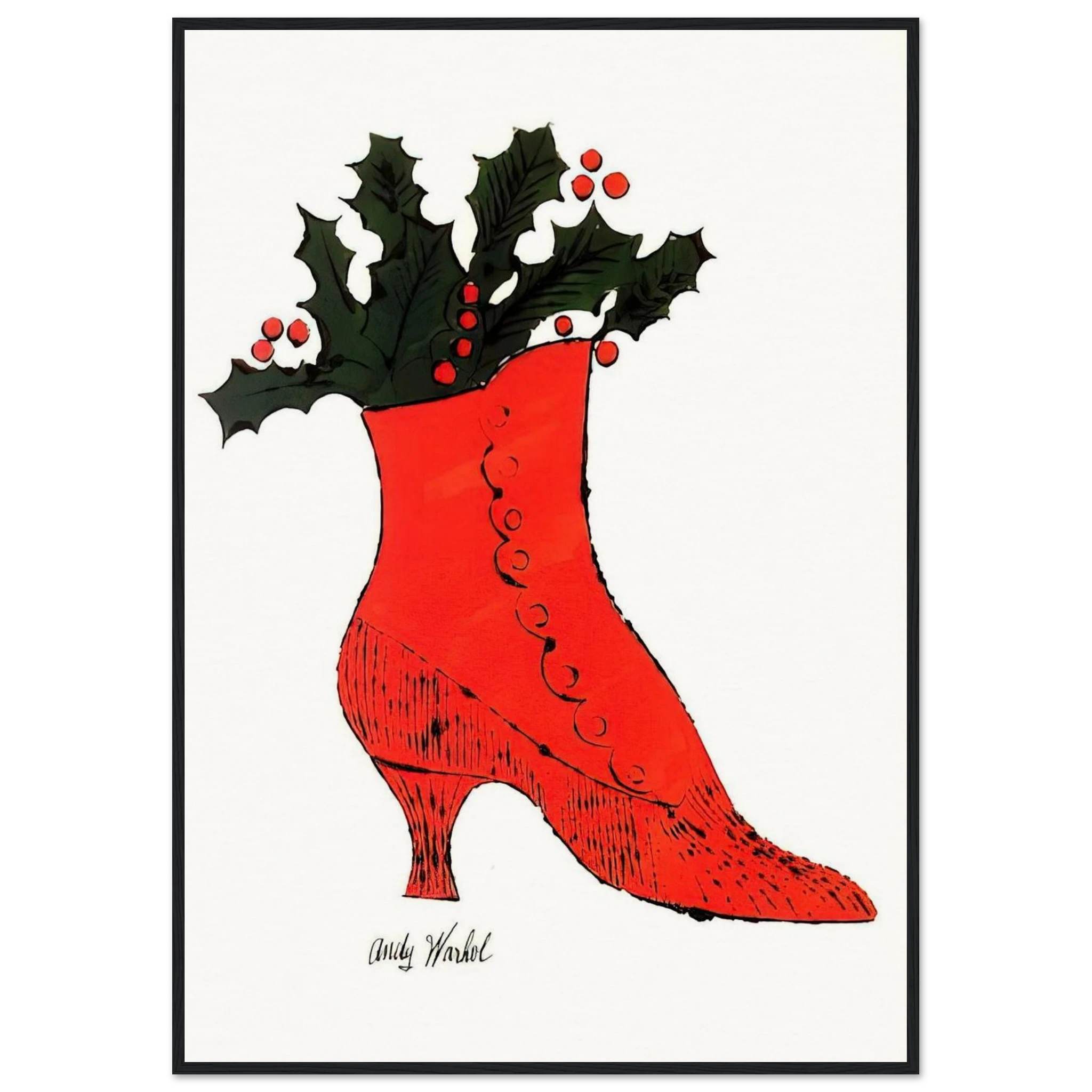 Untitled  red Boot Wit Holly  Framed Poster | Andy Warhol Framed Prints Wall Art | Andy Warhol Prints