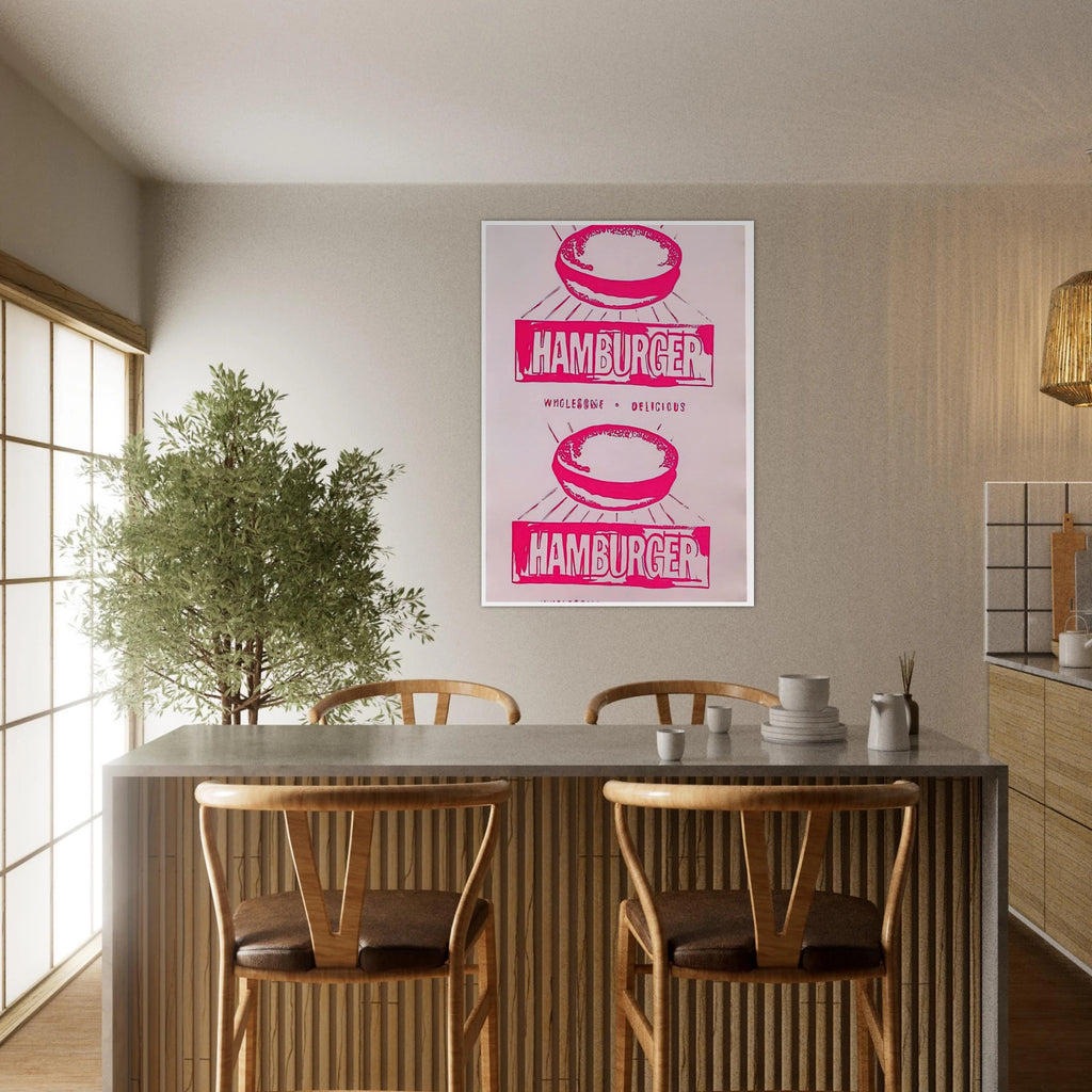 Double Hamburger Framed Poster | Andy Warhol Framed Prints Wall Art | Andy Warhol Prints