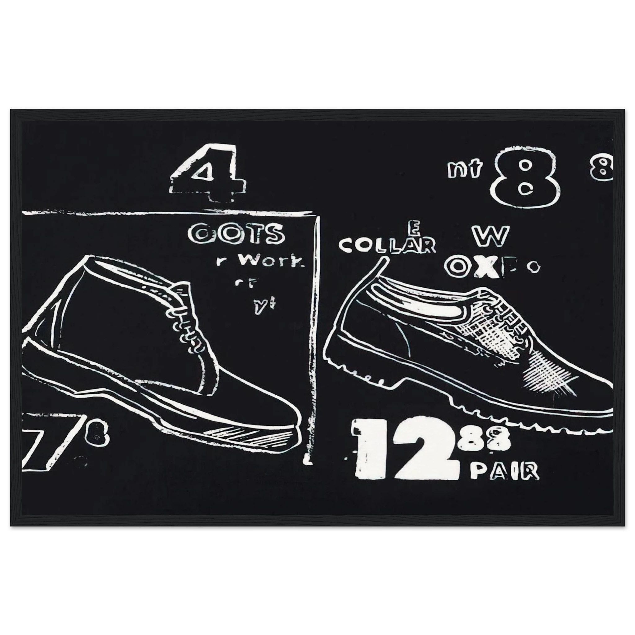 Work Boots Framed Poster | Andy Warhol Framed Prints Wall Art | Andy Warhol Prints