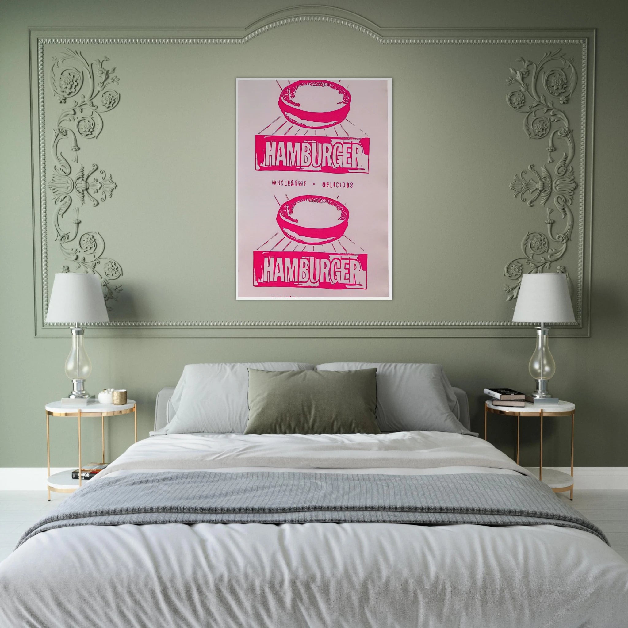 Double Hamburger Framed Poster | Andy Warhol Framed Prints Wall Art | Andy Warhol Prints