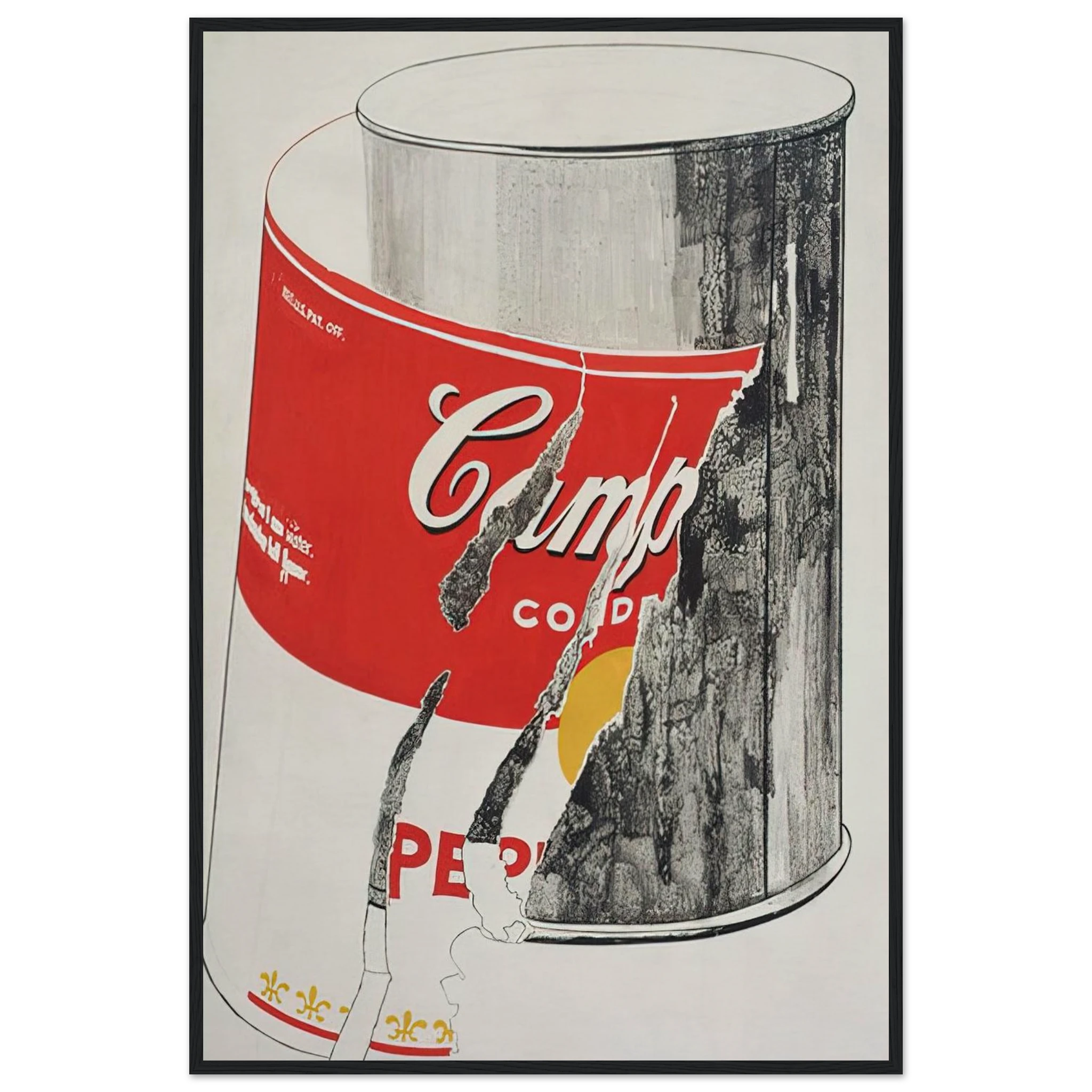Big Torn Campbell's Soup Can  Pepper Pot  Framed Poster | Andy Warhol Framed Prints Wall Art | Andy Warhol Prints
