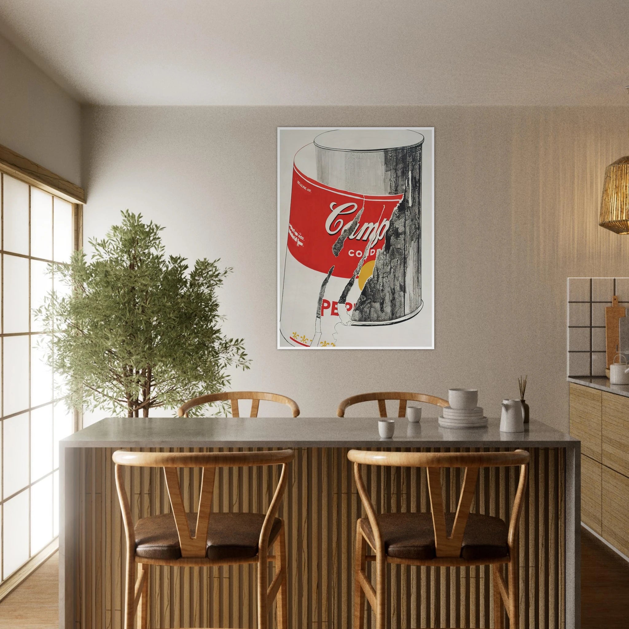 Big Torn Campbell's Soup Can  Pepper Pot  Framed Poster | Andy Warhol Framed Prints Wall Art | Andy Warhol Prints
