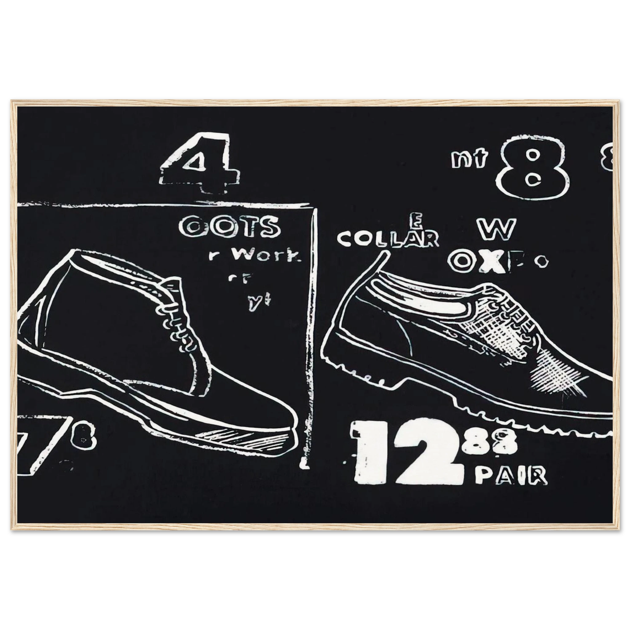 Work Boots Framed Poster | Andy Warhol Framed Prints Wall Art | Andy Warhol Prints
