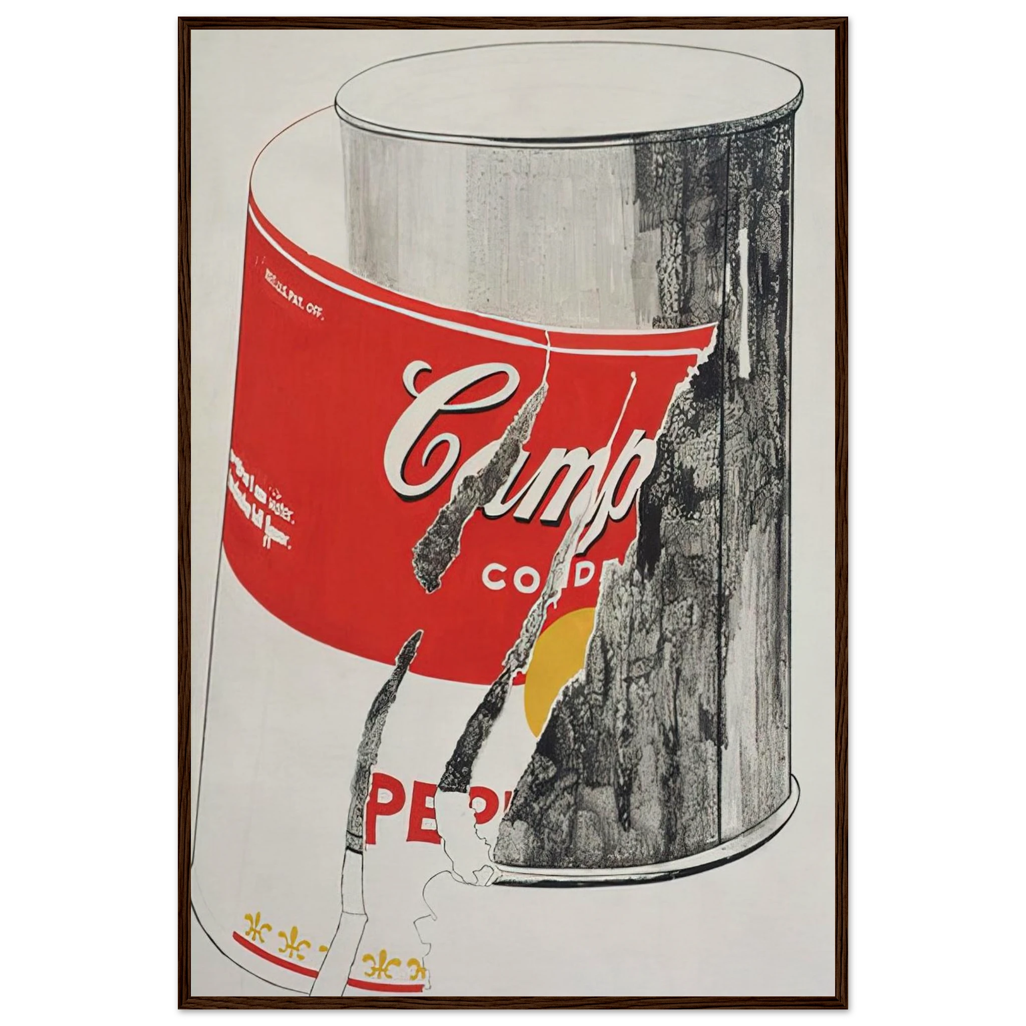 Big Torn Campbell's Soup Can  Pepper Pot  Framed Poster | Andy Warhol Framed Prints Wall Art | Andy Warhol Prints