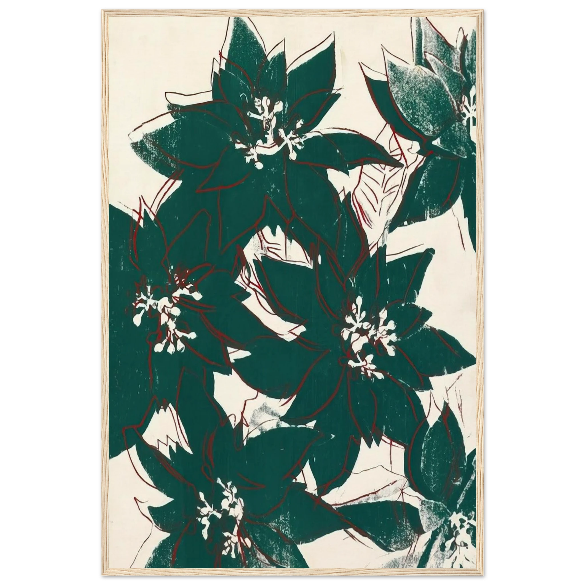 Poinsetta Framed Poster | Andy Warhol Framed Prints Wall Art | Andy Warhol Prints