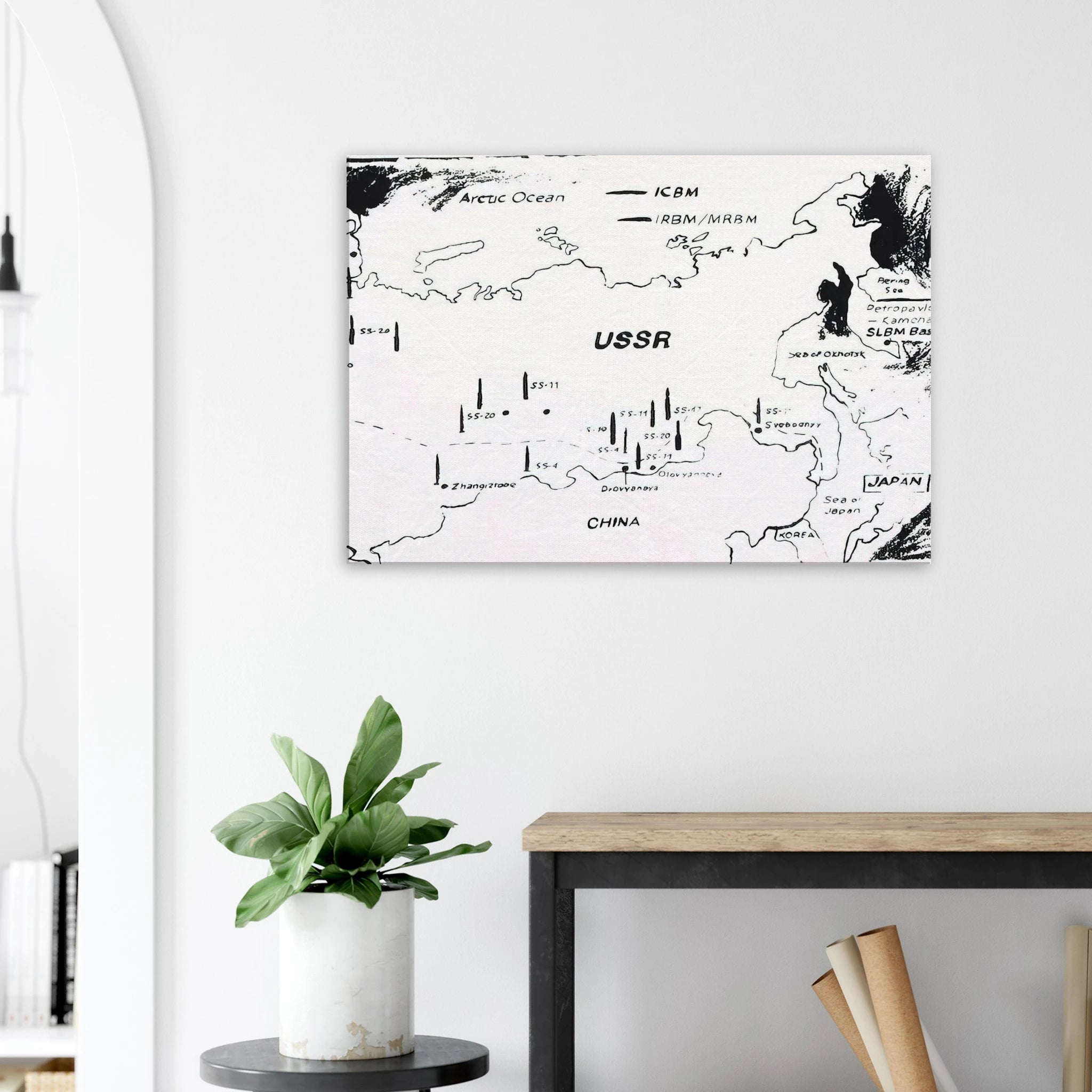Map of Eastern U.S.S.R. Missile Bases Canvas | Andy Warhol Canvas | Andy Warhol Prints
