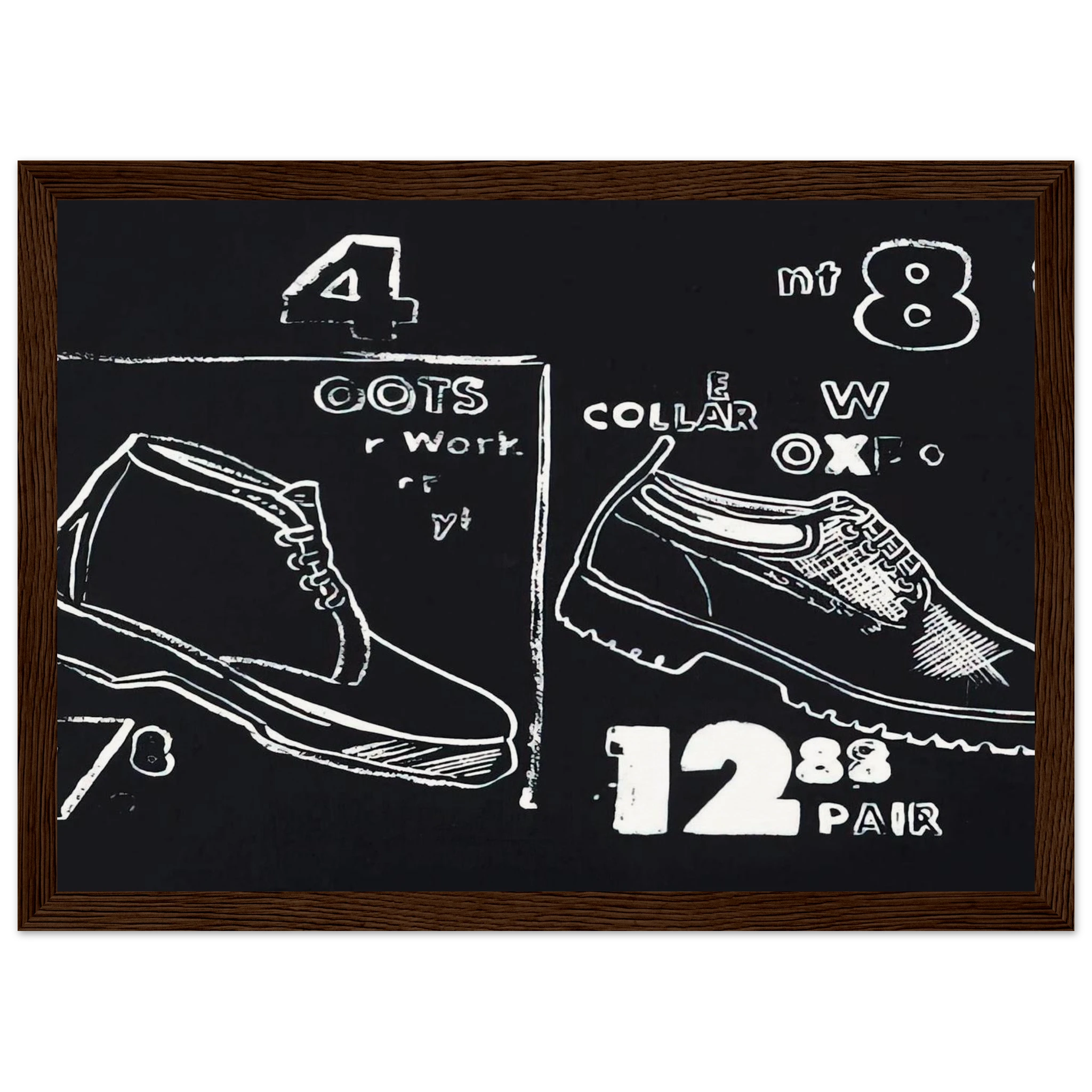 Work Boots Framed Poster | Andy Warhol Framed Prints Wall Art | Andy Warhol Prints