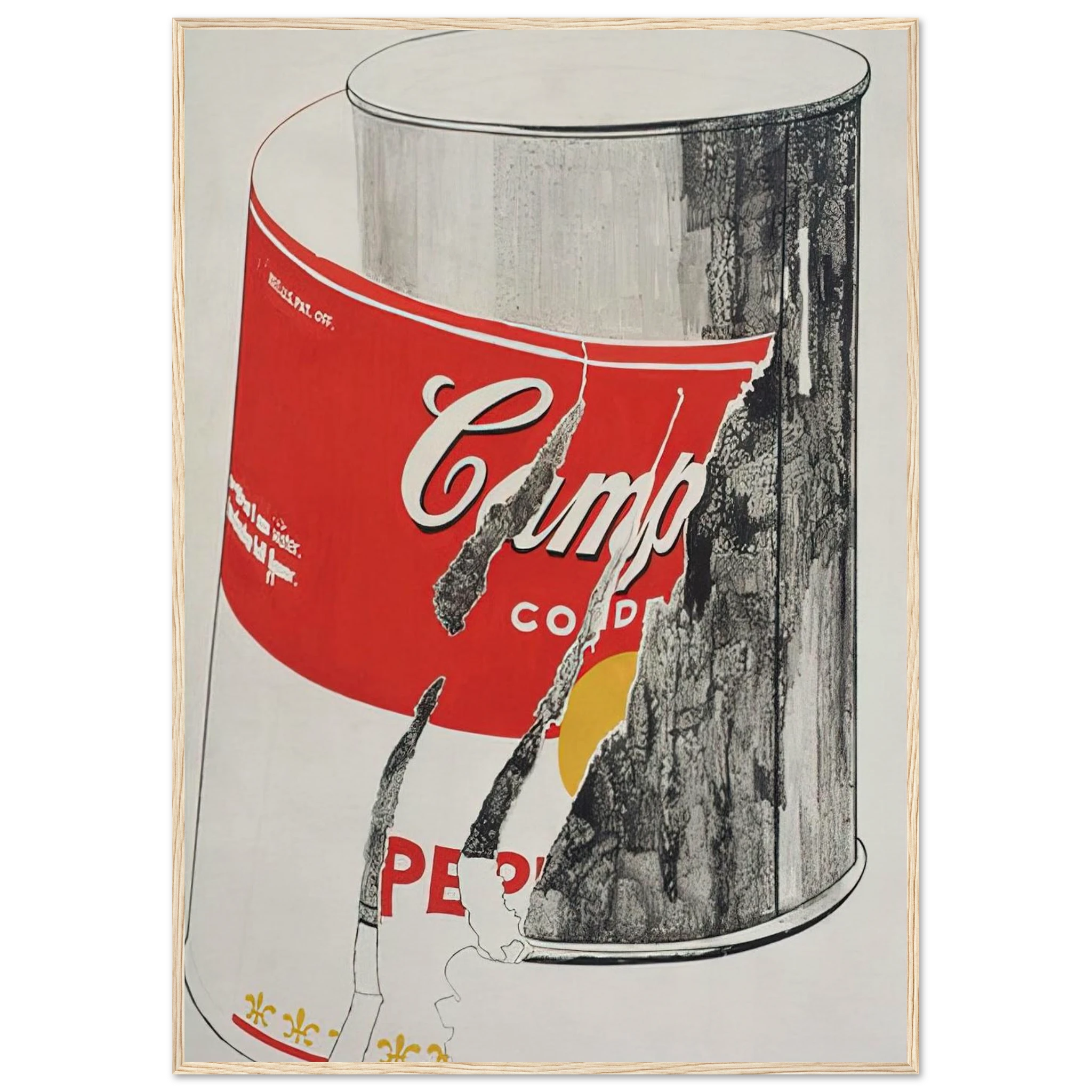 Big Torn Campbell's Soup Can  Pepper Pot  Framed Poster | Andy Warhol Framed Prints Wall Art | Andy Warhol Prints