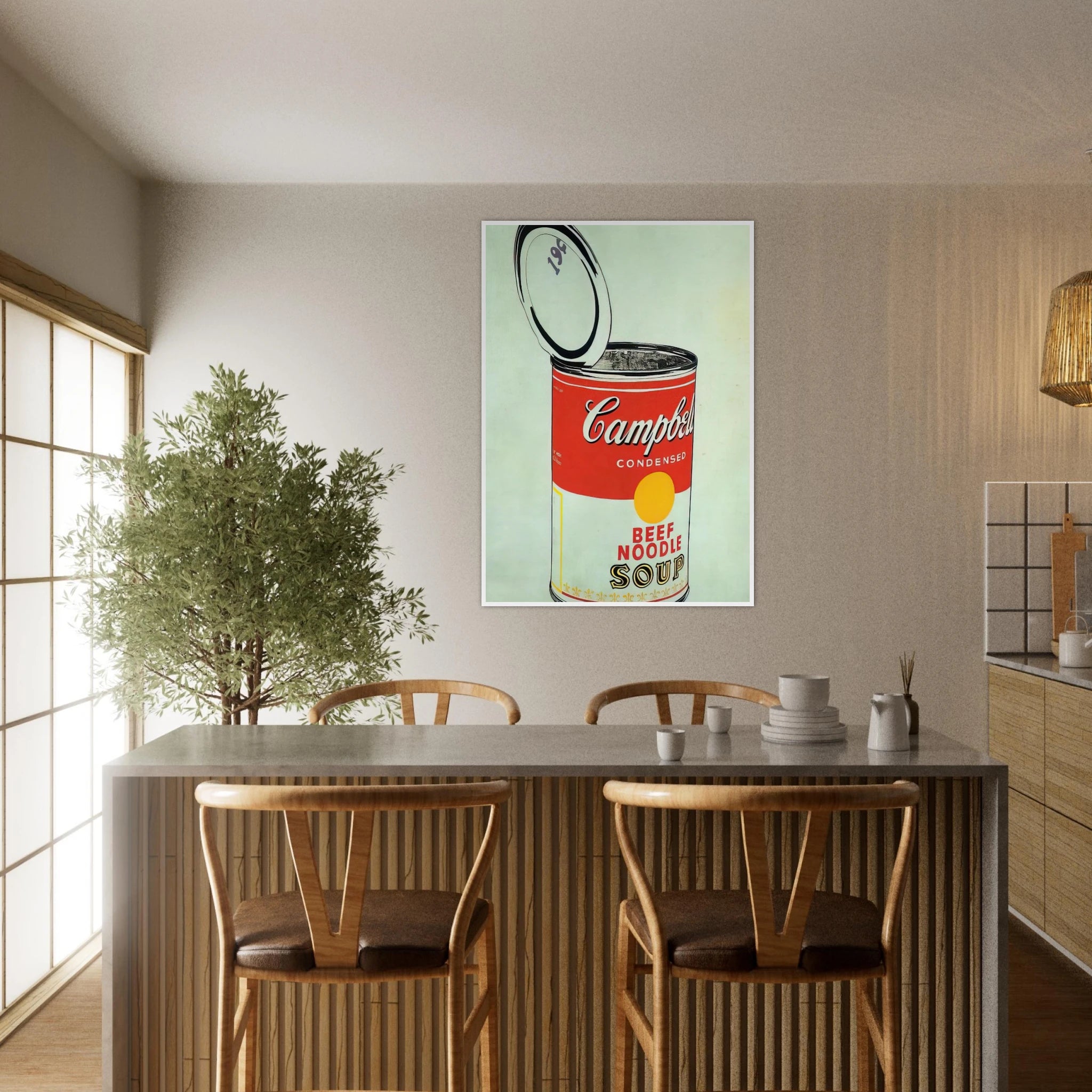 Big Campbell's Soup Can 19c  Beef Noodle  Framed Poster | Andy Warhol Framed Prints Wall Art | Andy Warhol Prints