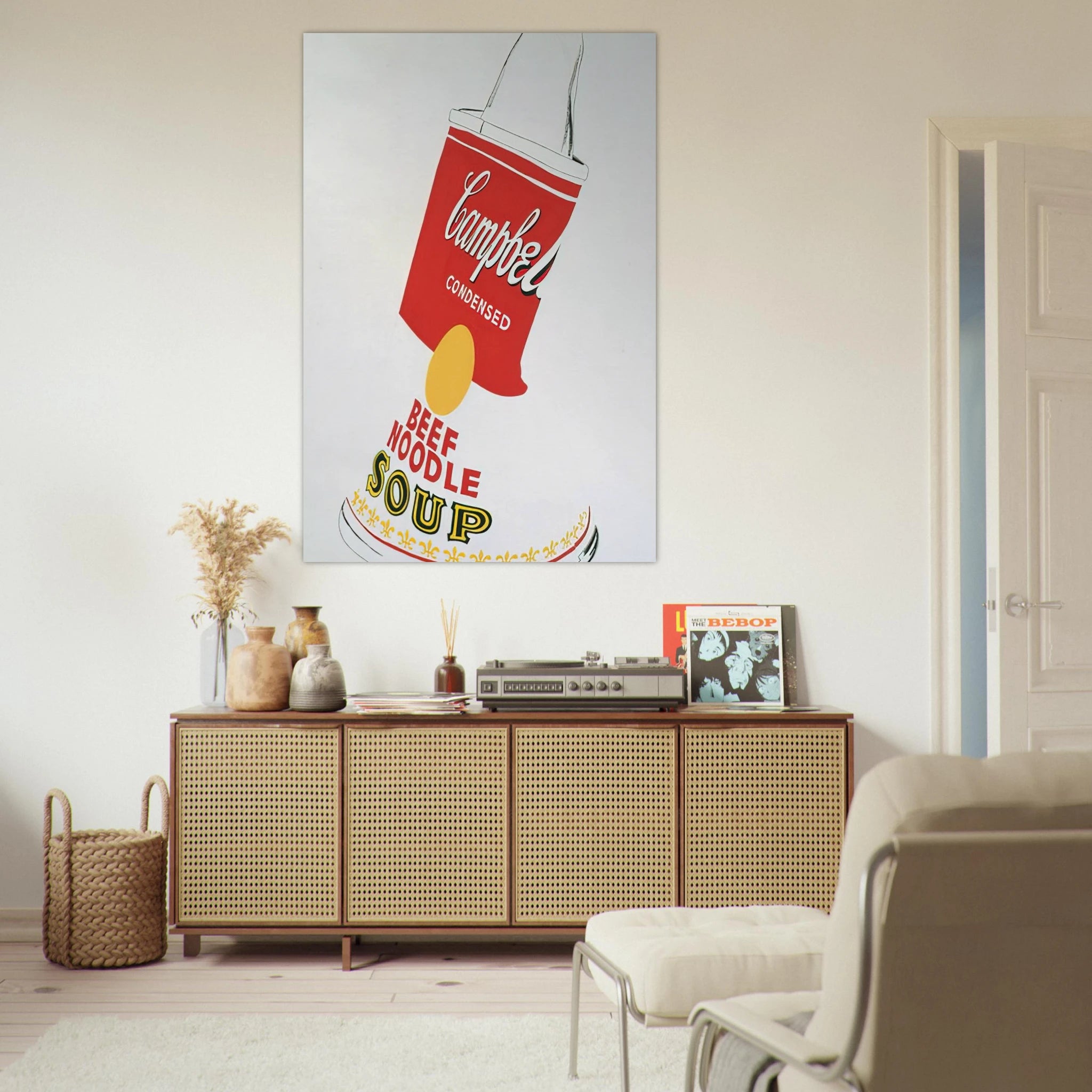Crushed Campbell's Soup Can  Beef Noodle  Poster | Andy Warhol Poster | Andy Warhol Prints
