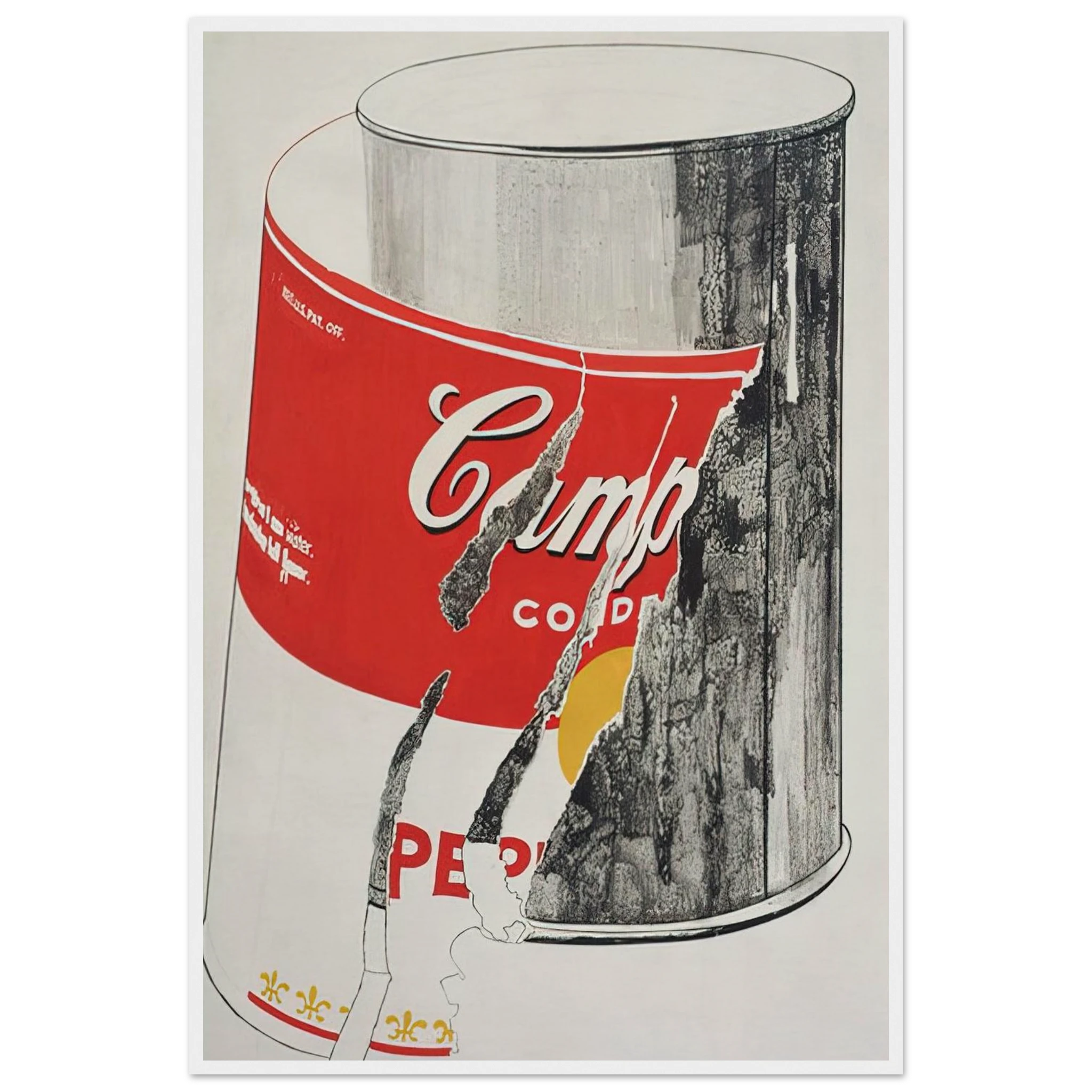 Big Torn Campbell's Soup Can  Pepper Pot  Framed Poster | Andy Warhol Framed Prints Wall Art | Andy Warhol Prints