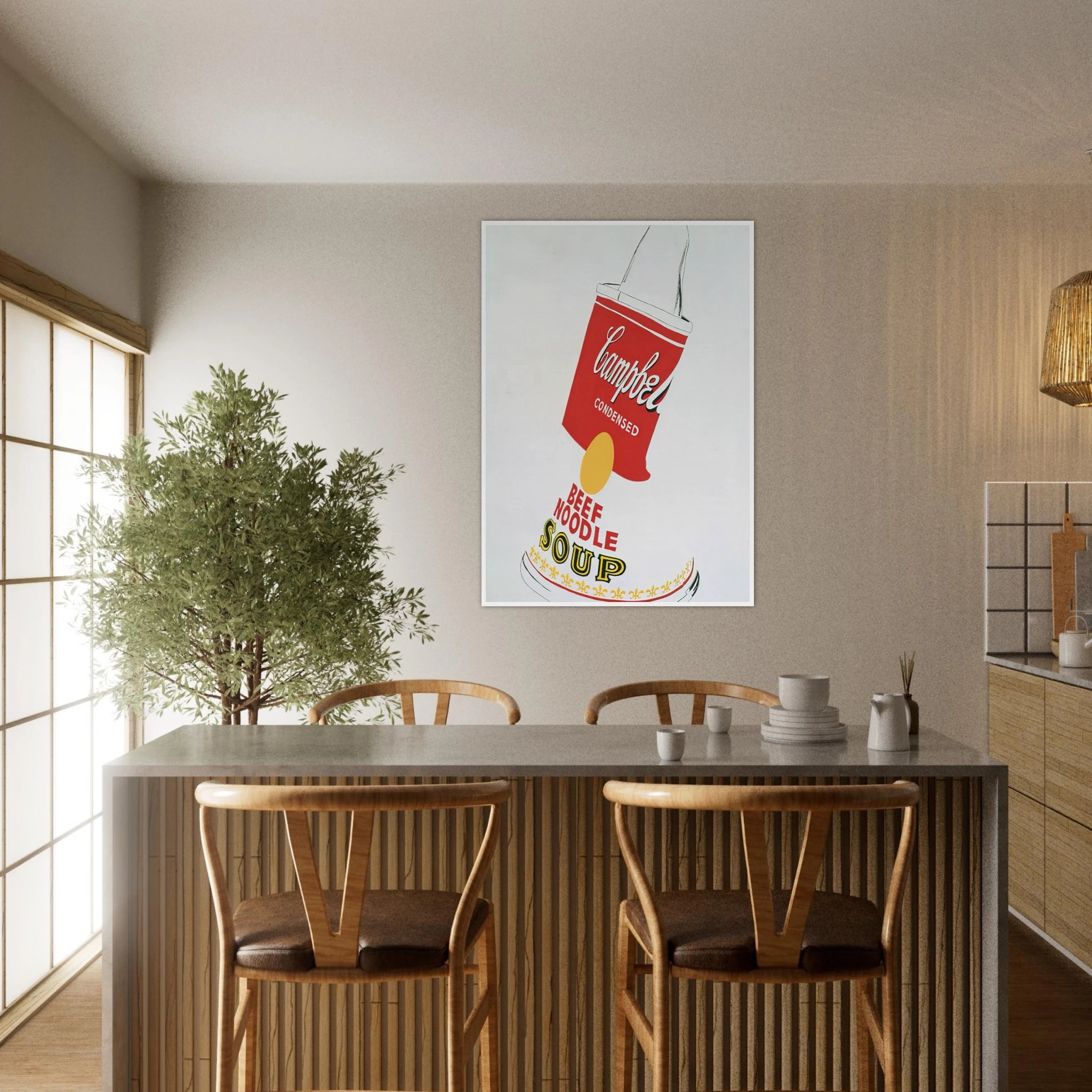 Crushed Campbell's Soup Can  Beef Noodle  Framed Poster | Andy Warhol Framed Prints Wall Art | Andy Warhol Prints