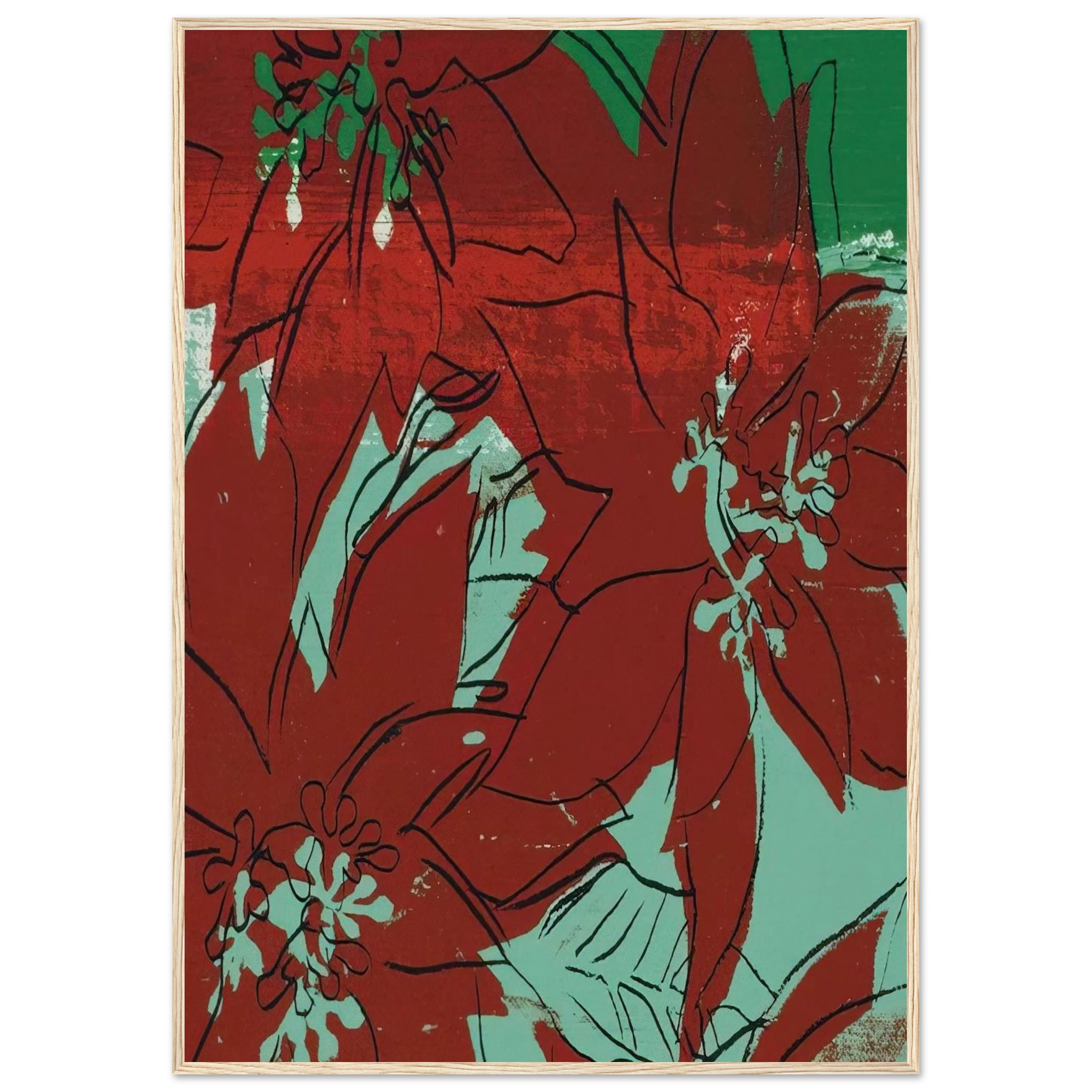 Poinsettias Framed Poster | Andy Warhol Framed Prints Wall Art | Andy Warhol Prints