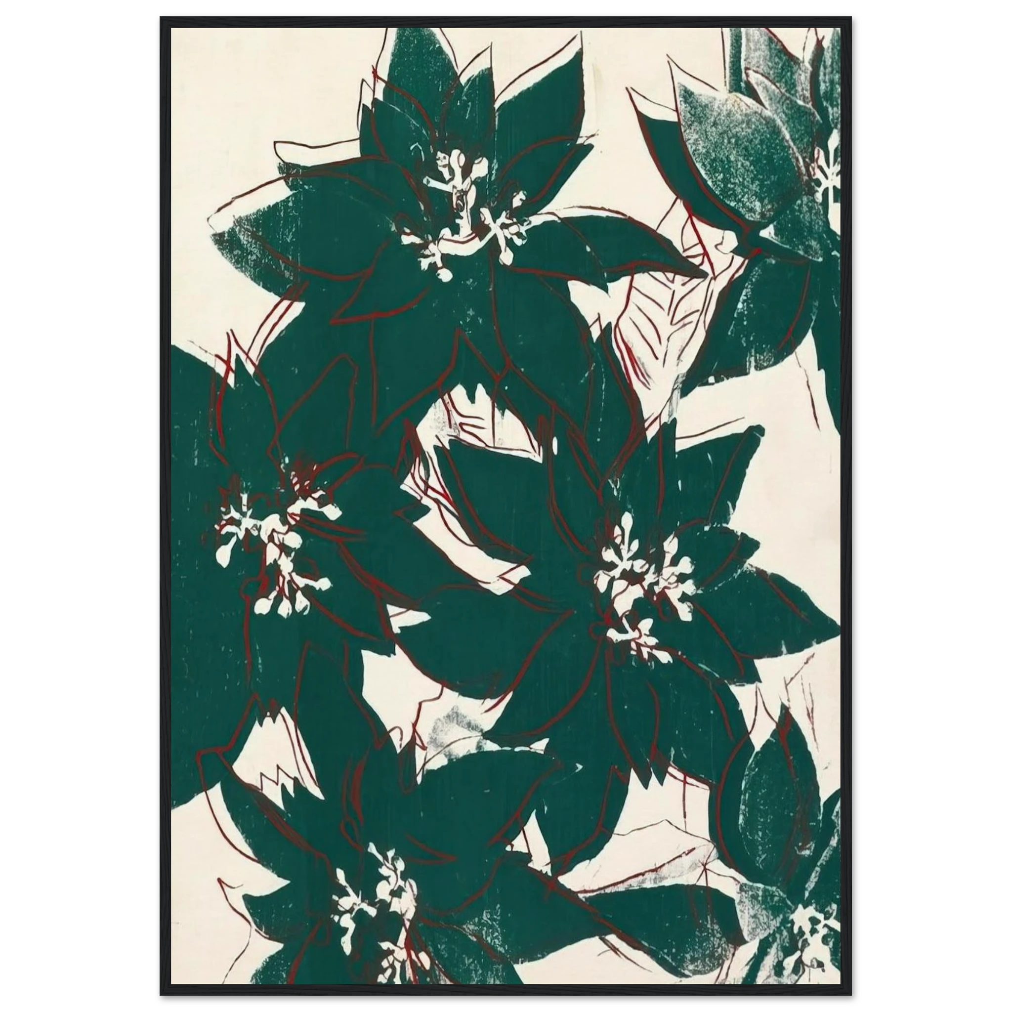 Poinsetta Framed Poster | Andy Warhol Framed Prints Wall Art | Andy Warhol Prints
