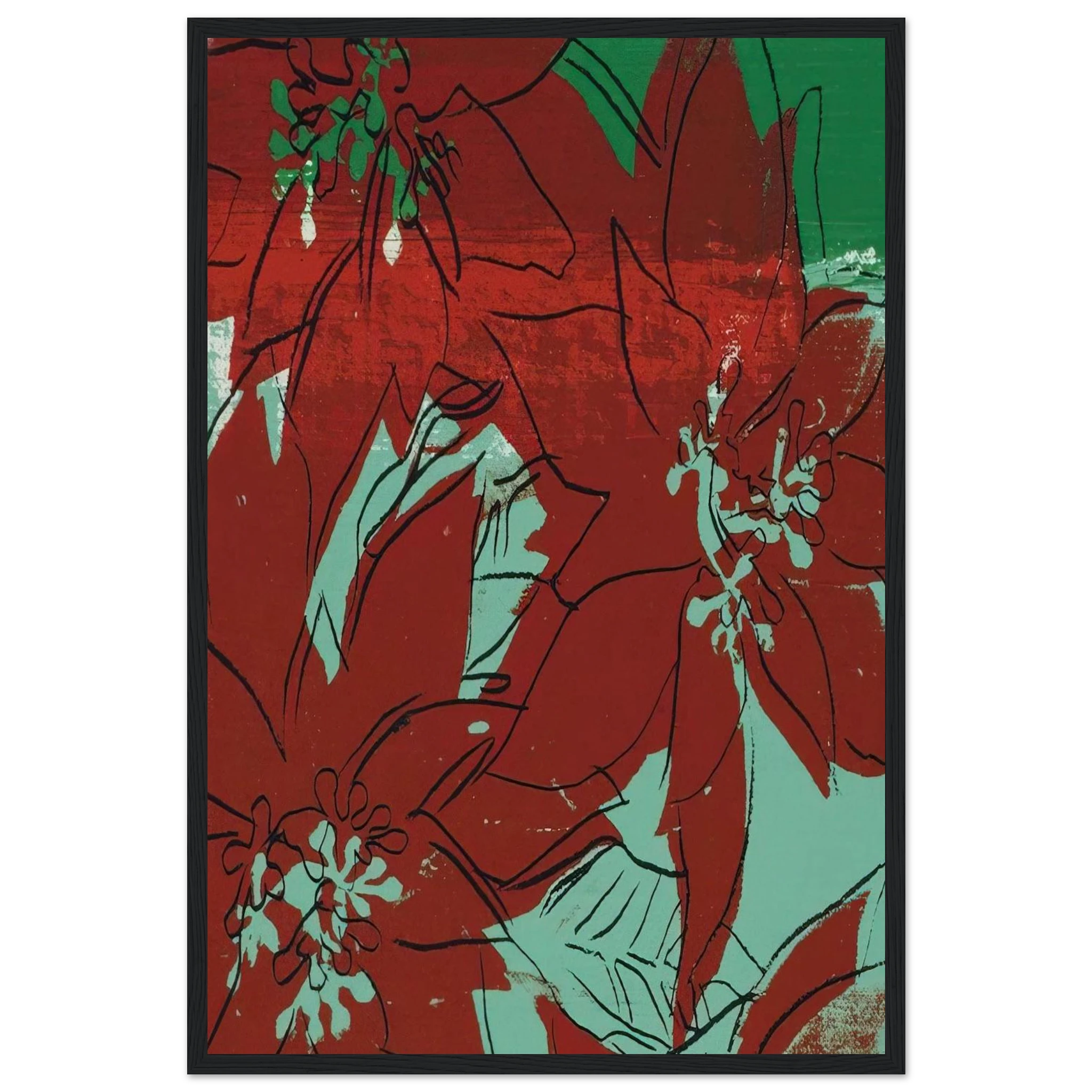 Poinsettias Framed Poster | Andy Warhol Framed Prints Wall Art | Andy Warhol Prints