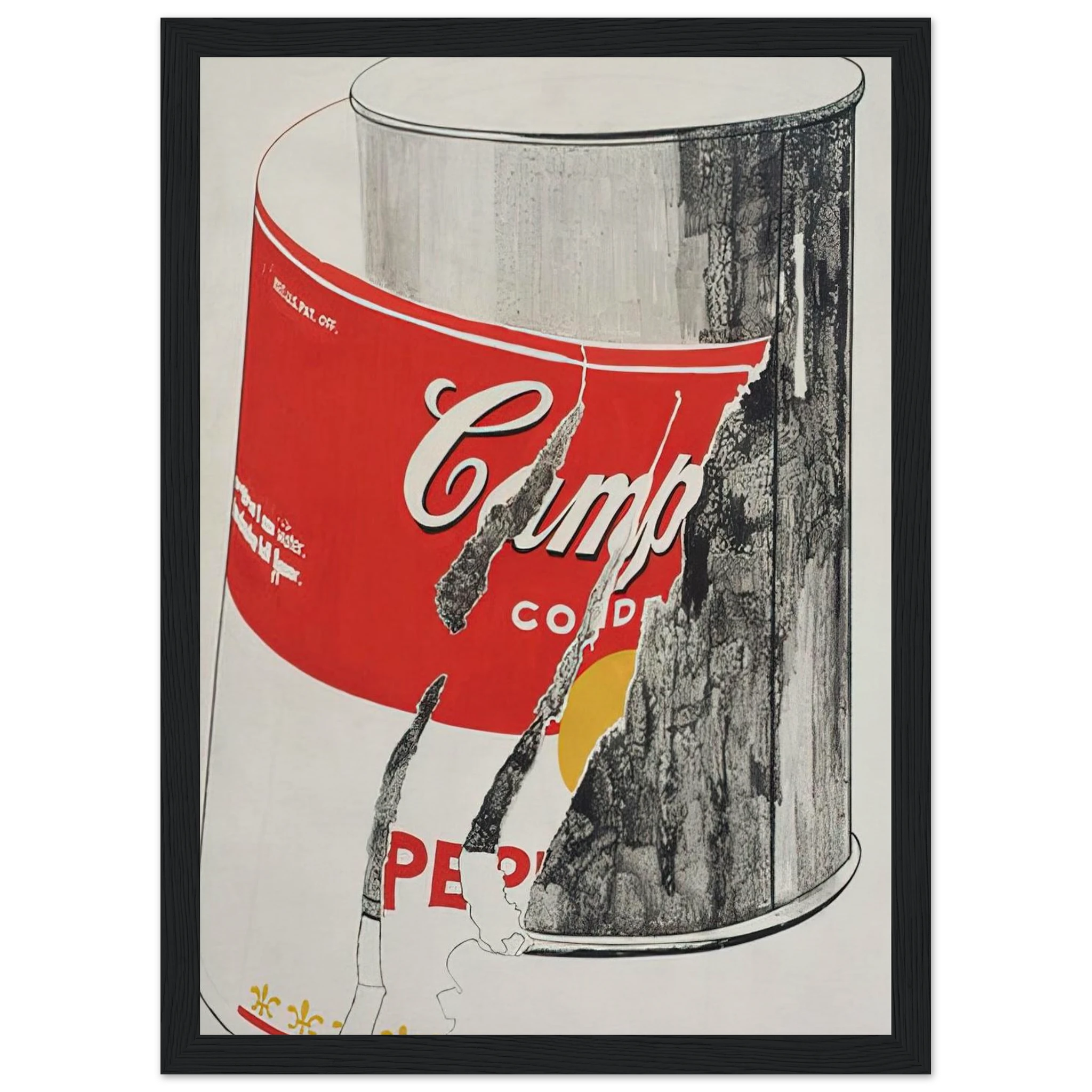 Big Torn Campbell's Soup Can  Pepper Pot  Framed Poster | Andy Warhol Framed Prints Wall Art | Andy Warhol Prints