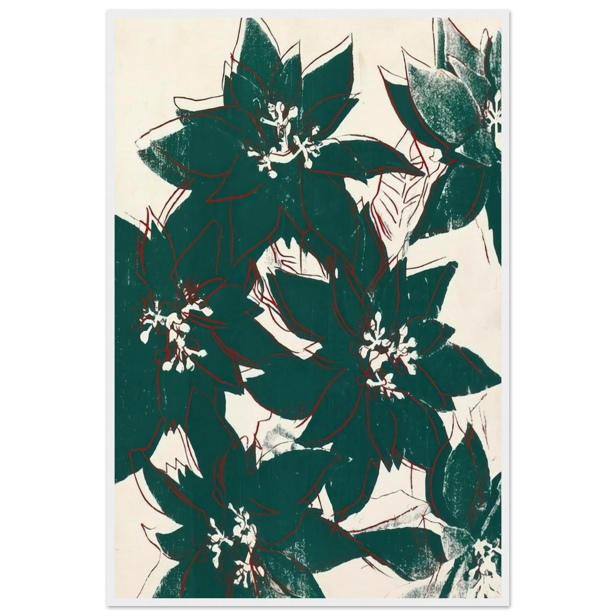 Poinsetta Framed Poster | Andy Warhol Framed Prints Wall Art | Andy Warhol Prints