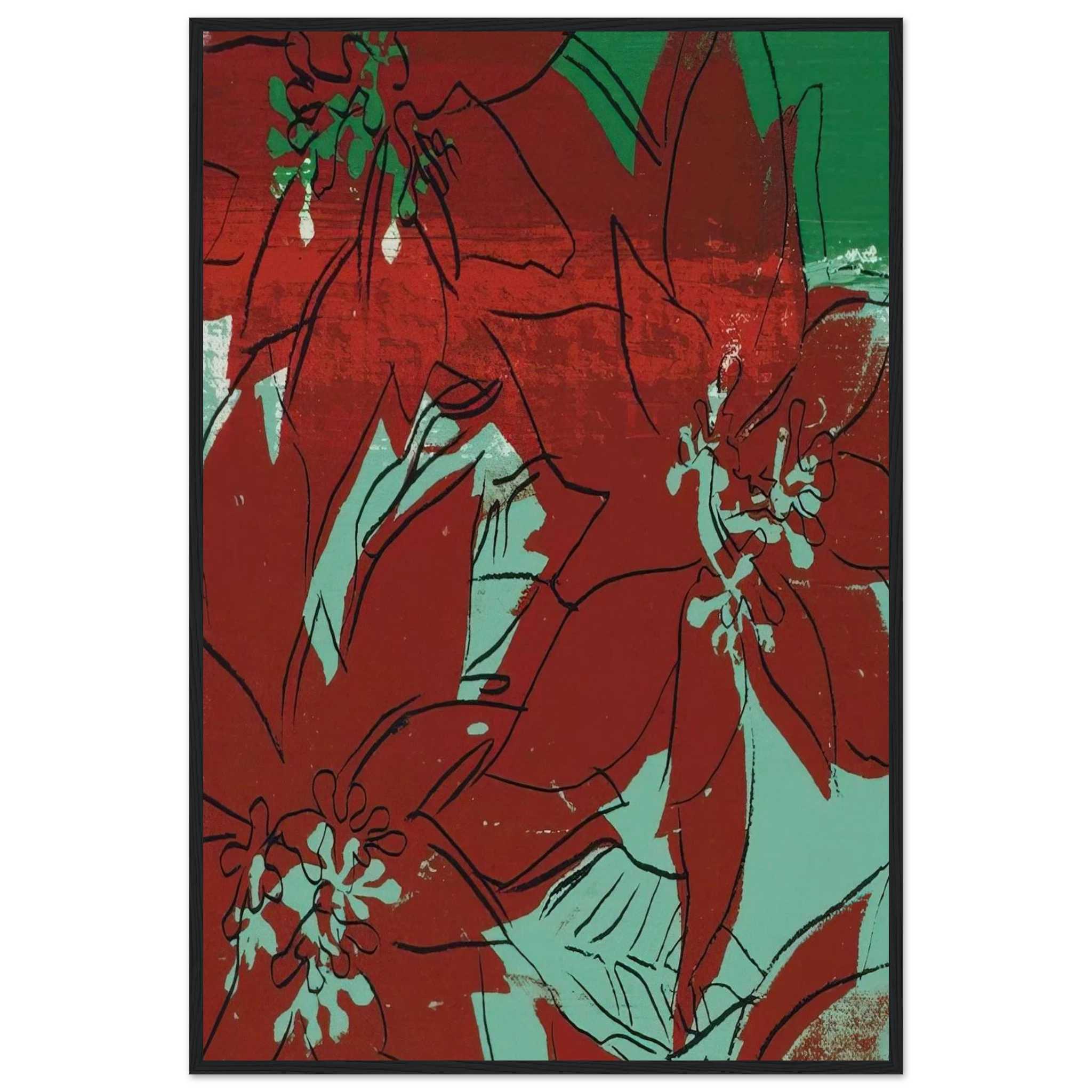 Poinsettias Framed Poster | Andy Warhol Framed Prints Wall Art | Andy Warhol Prints