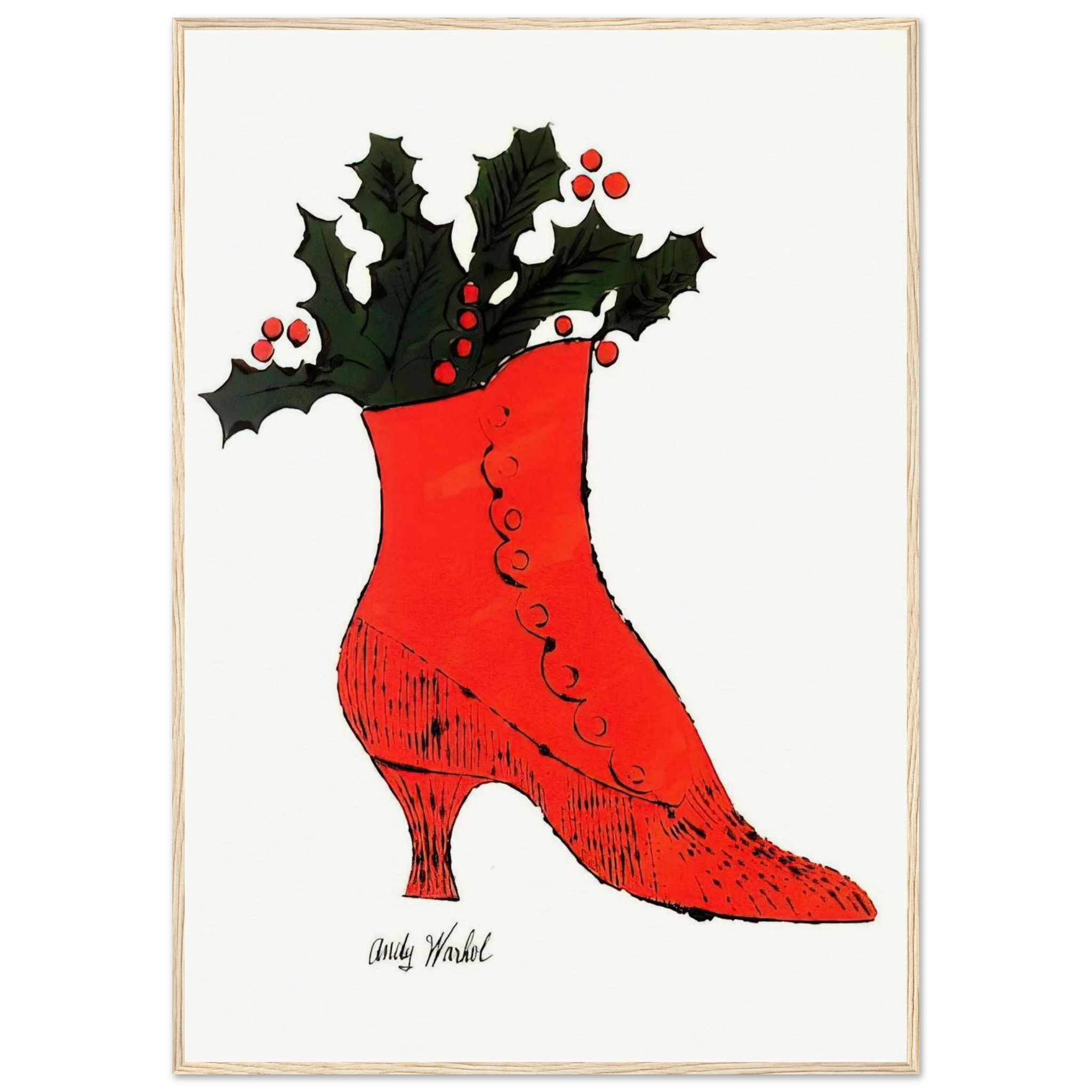 Untitled  red Boot Wit Holly  Framed Poster | Andy Warhol Framed Prints Wall Art | Andy Warhol Prints