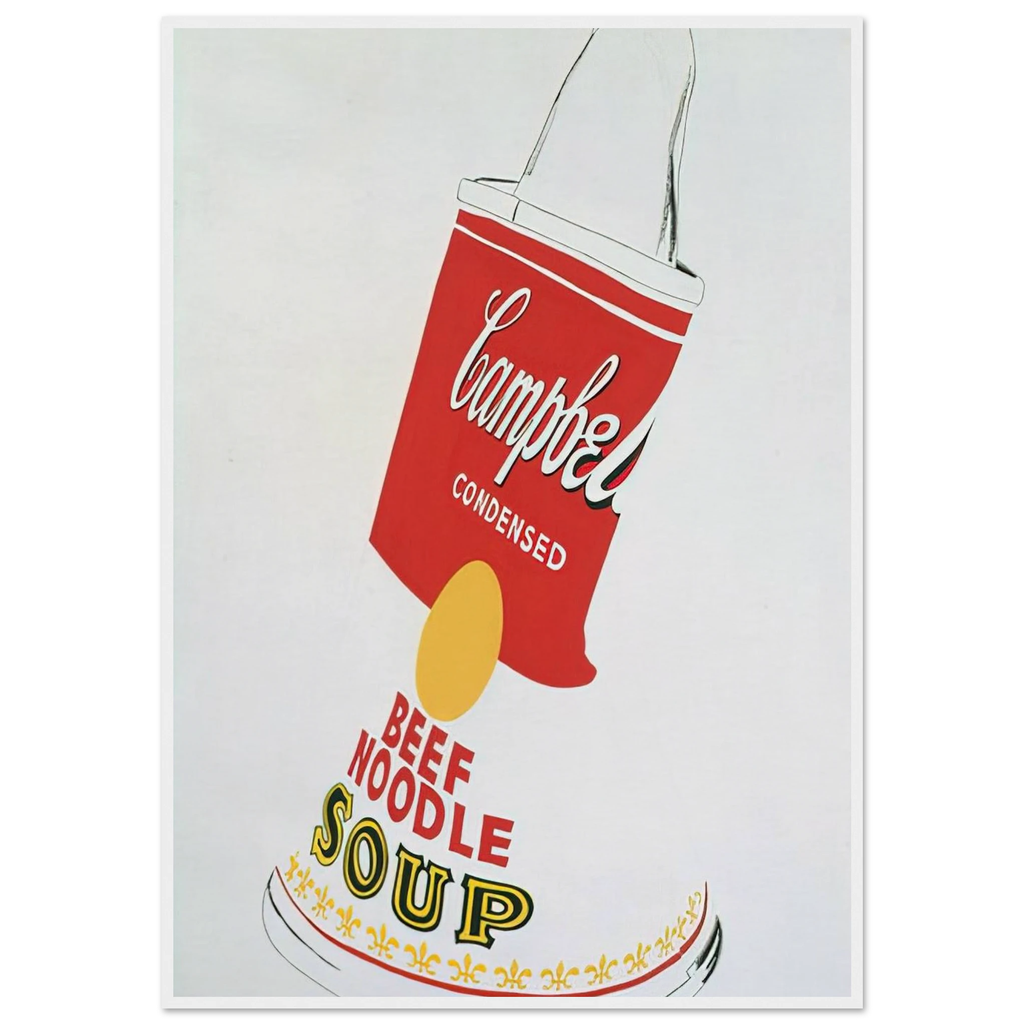Crushed Campbell's Soup Can  Beef Noodle  Framed Poster | Andy Warhol Framed Prints Wall Art | Andy Warhol Prints