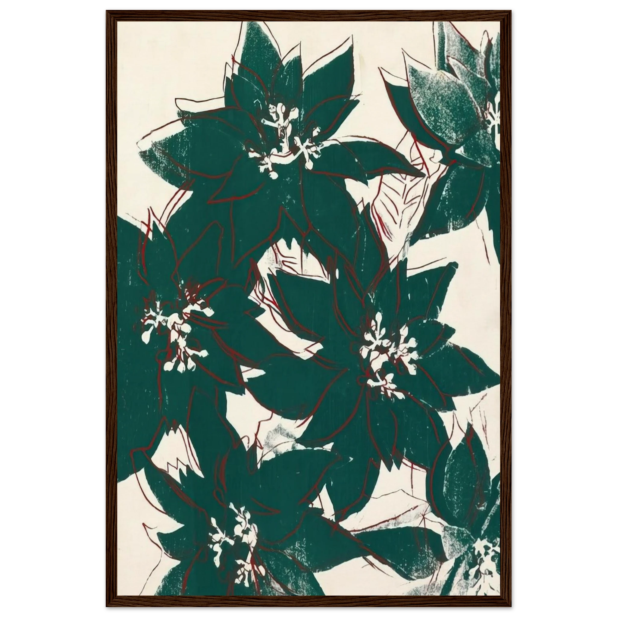 Poinsetta Framed Poster | Andy Warhol Framed Prints Wall Art | Andy Warhol Prints