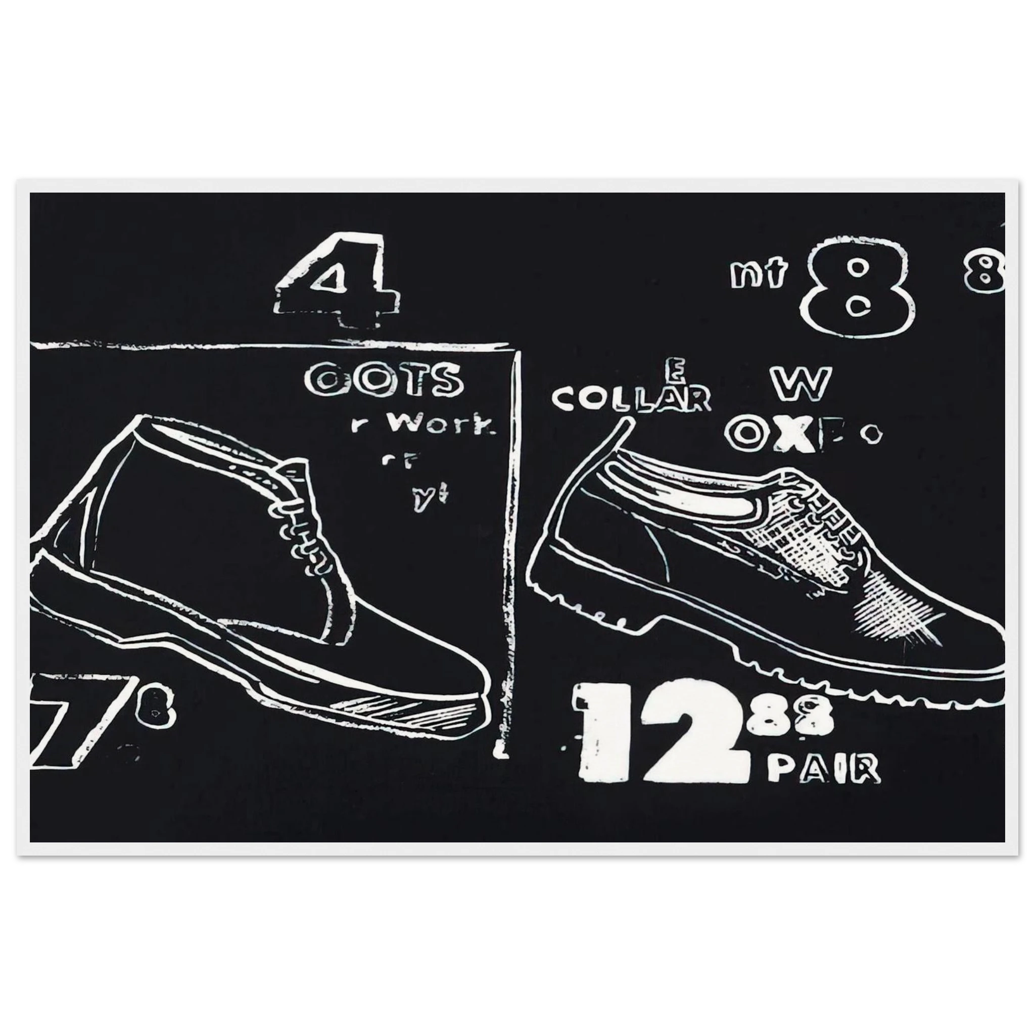 Work Boots Framed Poster | Andy Warhol Framed Prints Wall Art | Andy Warhol Prints