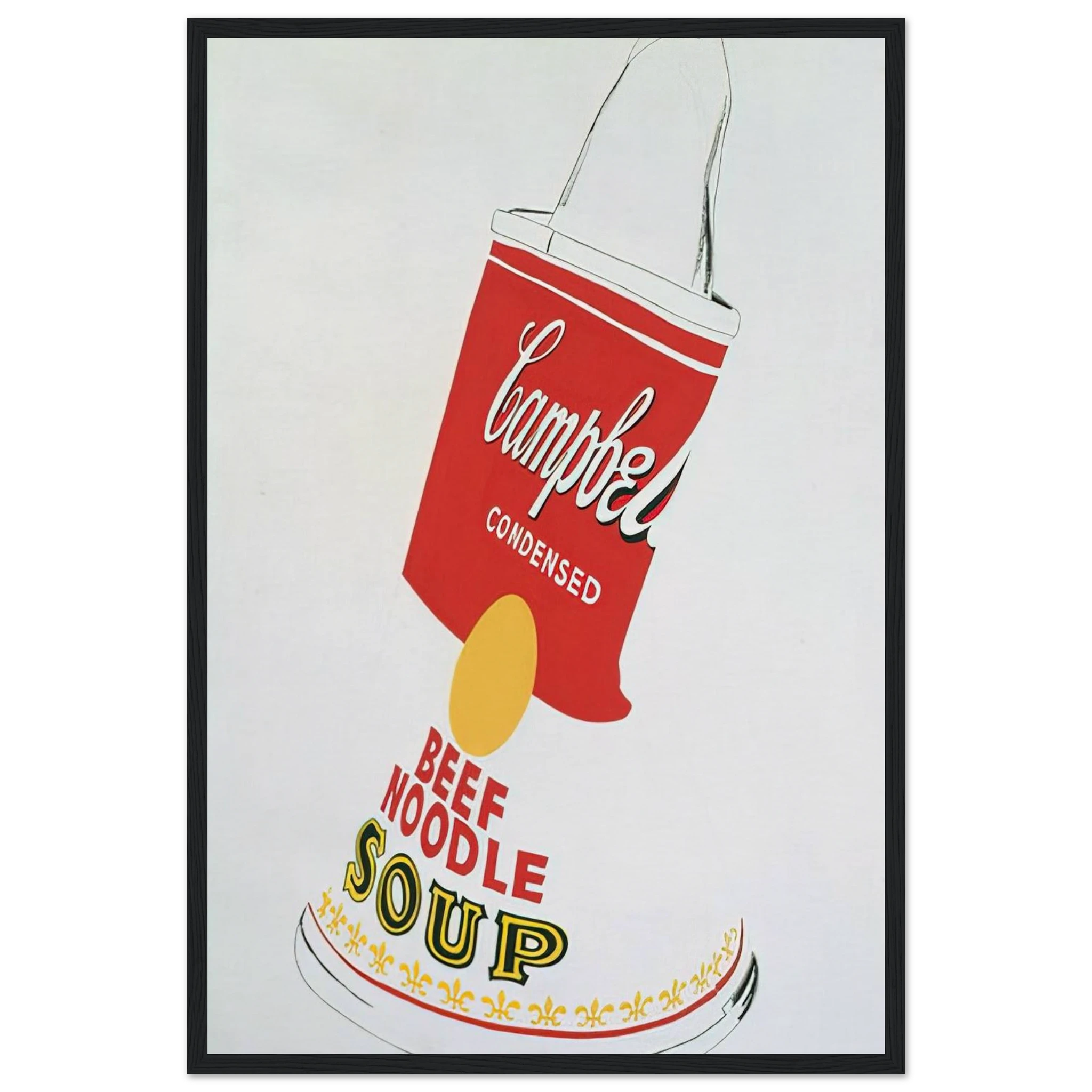 Crushed Campbell's Soup Can  Beef Noodle  Framed Poster | Andy Warhol Framed Prints Wall Art | Andy Warhol Prints