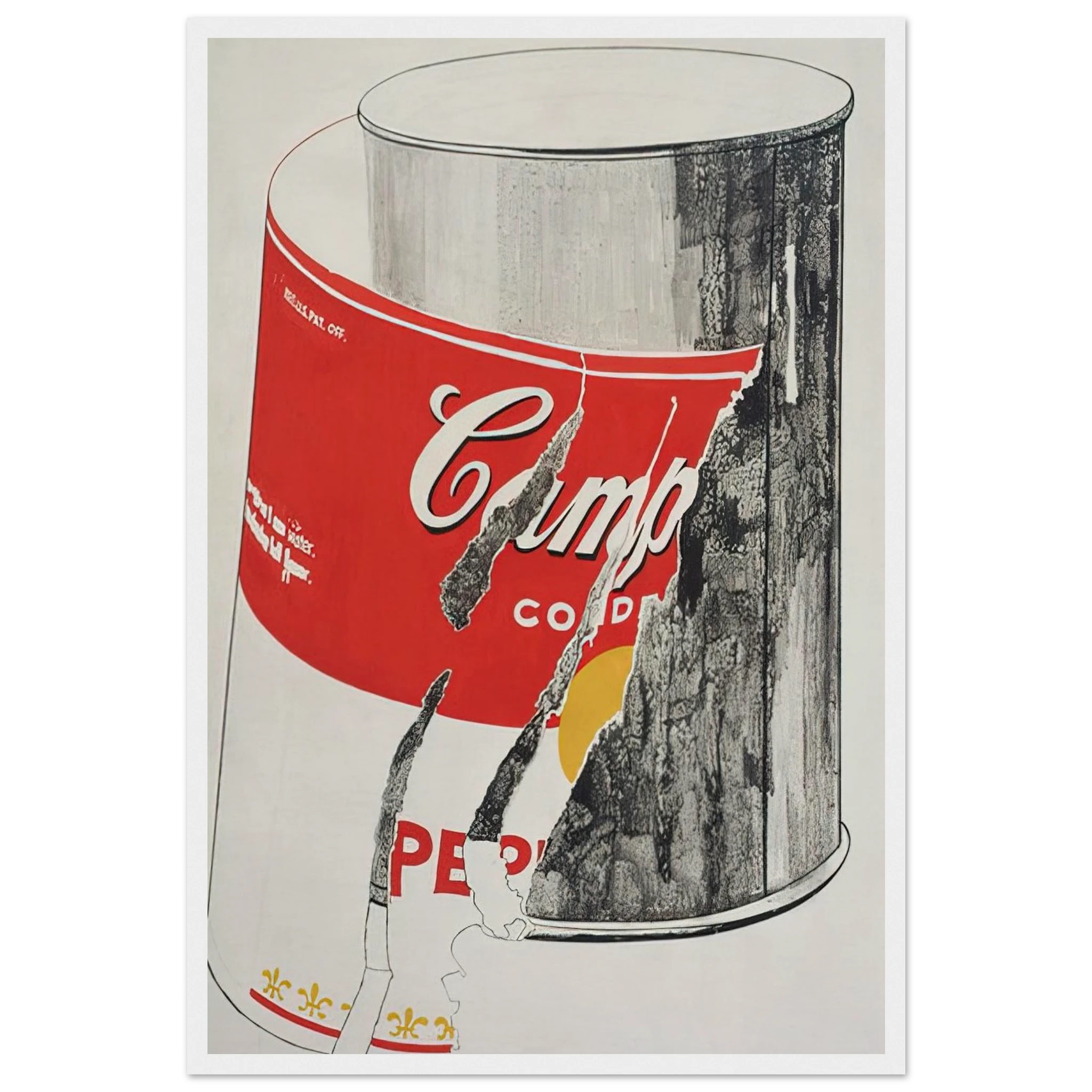 Big Torn Campbell's Soup Can  Pepper Pot  Framed Poster | Andy Warhol Framed Prints Wall Art | Andy Warhol Prints