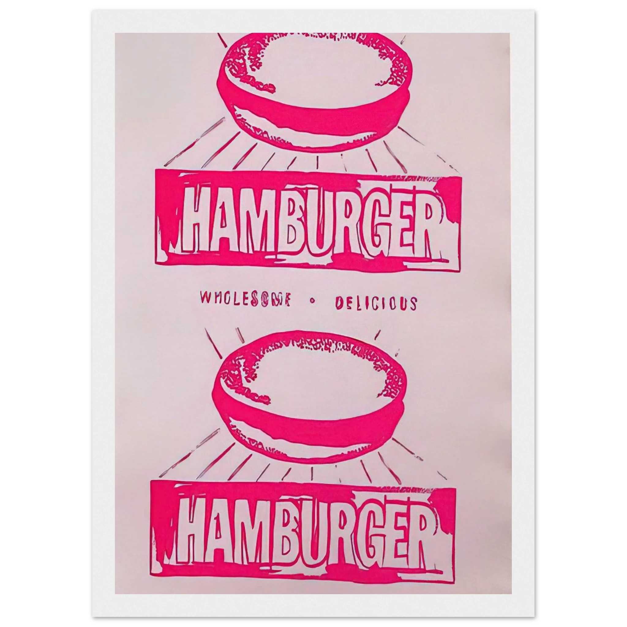 Double Hamburger Framed Poster | Andy Warhol Framed Prints Wall Art | Andy Warhol Prints