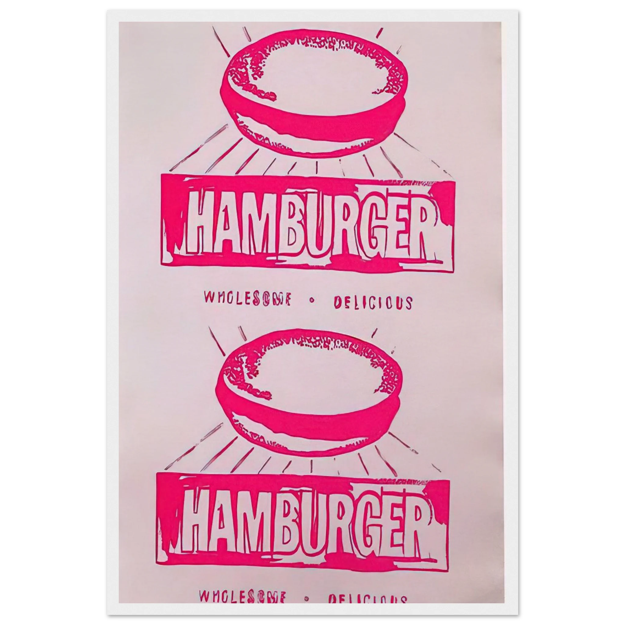Double Hamburger Framed Poster | Andy Warhol Framed Prints Wall Art | Andy Warhol Prints