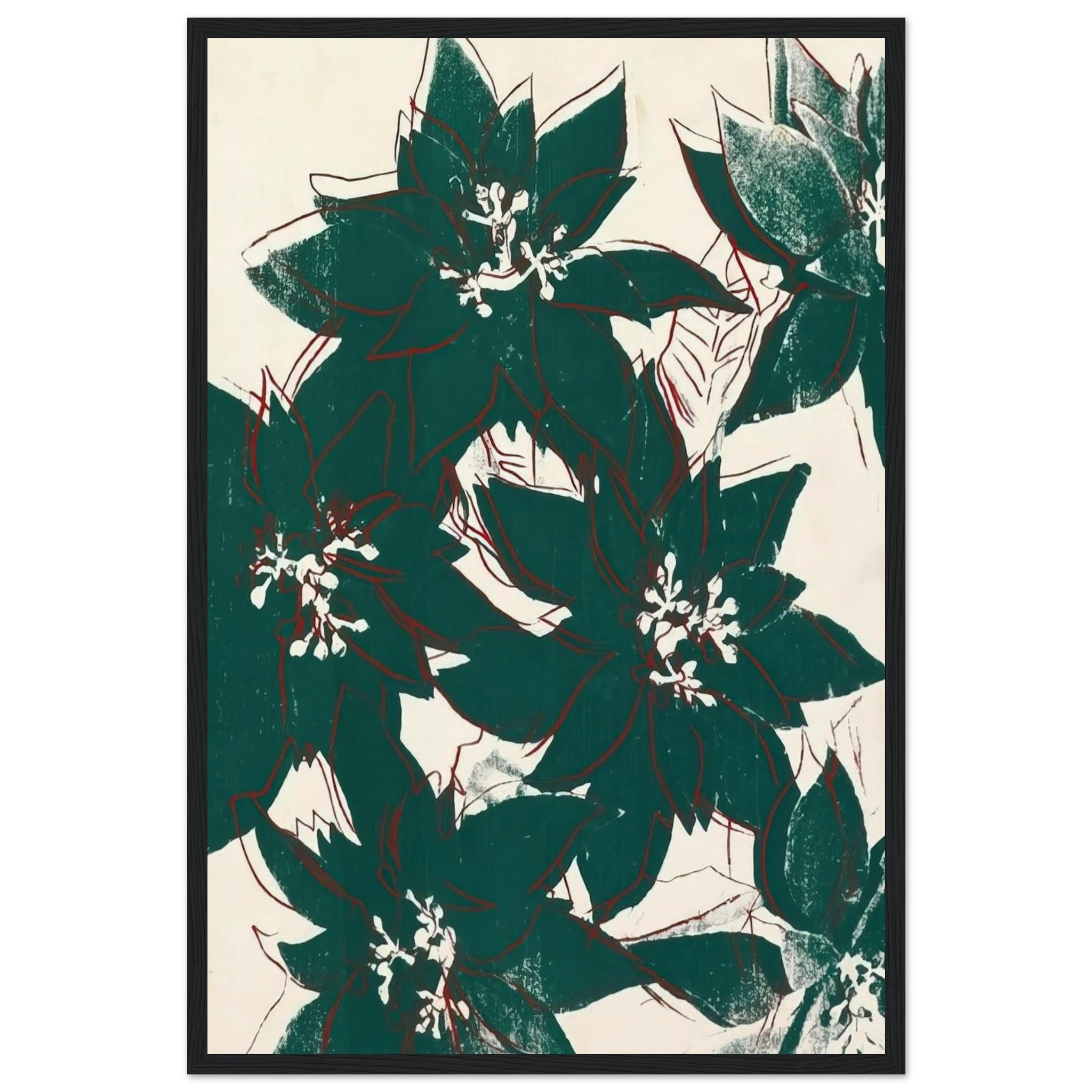 Poinsetta Framed Poster | Andy Warhol Framed Prints Wall Art | Andy Warhol Prints