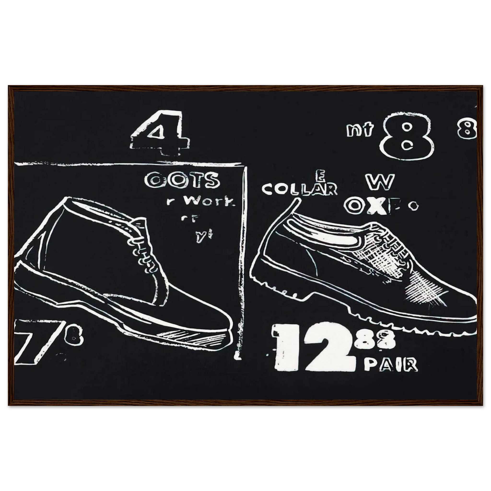 Work Boots Framed Poster | Andy Warhol Framed Prints Wall Art | Andy Warhol Prints