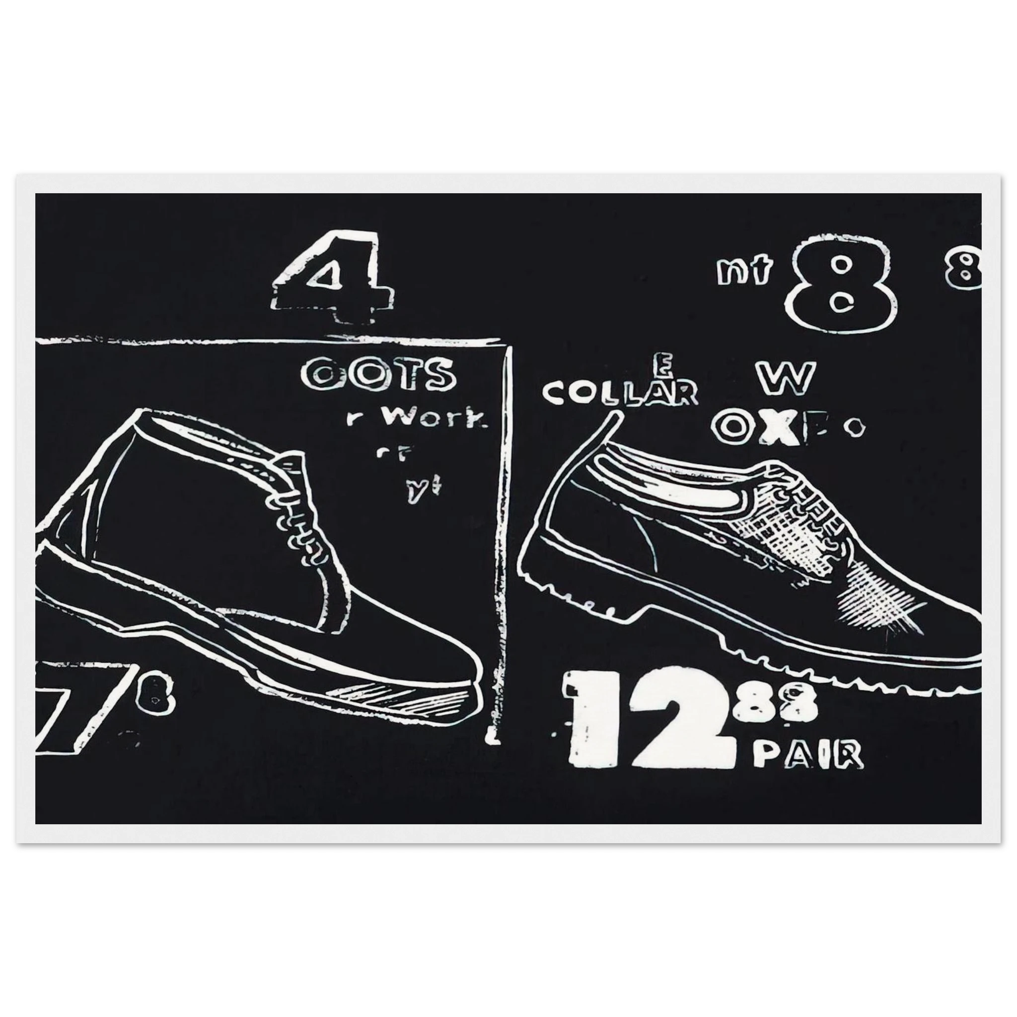Work Boots Framed Poster | Andy Warhol Framed Prints Wall Art | Andy Warhol Prints