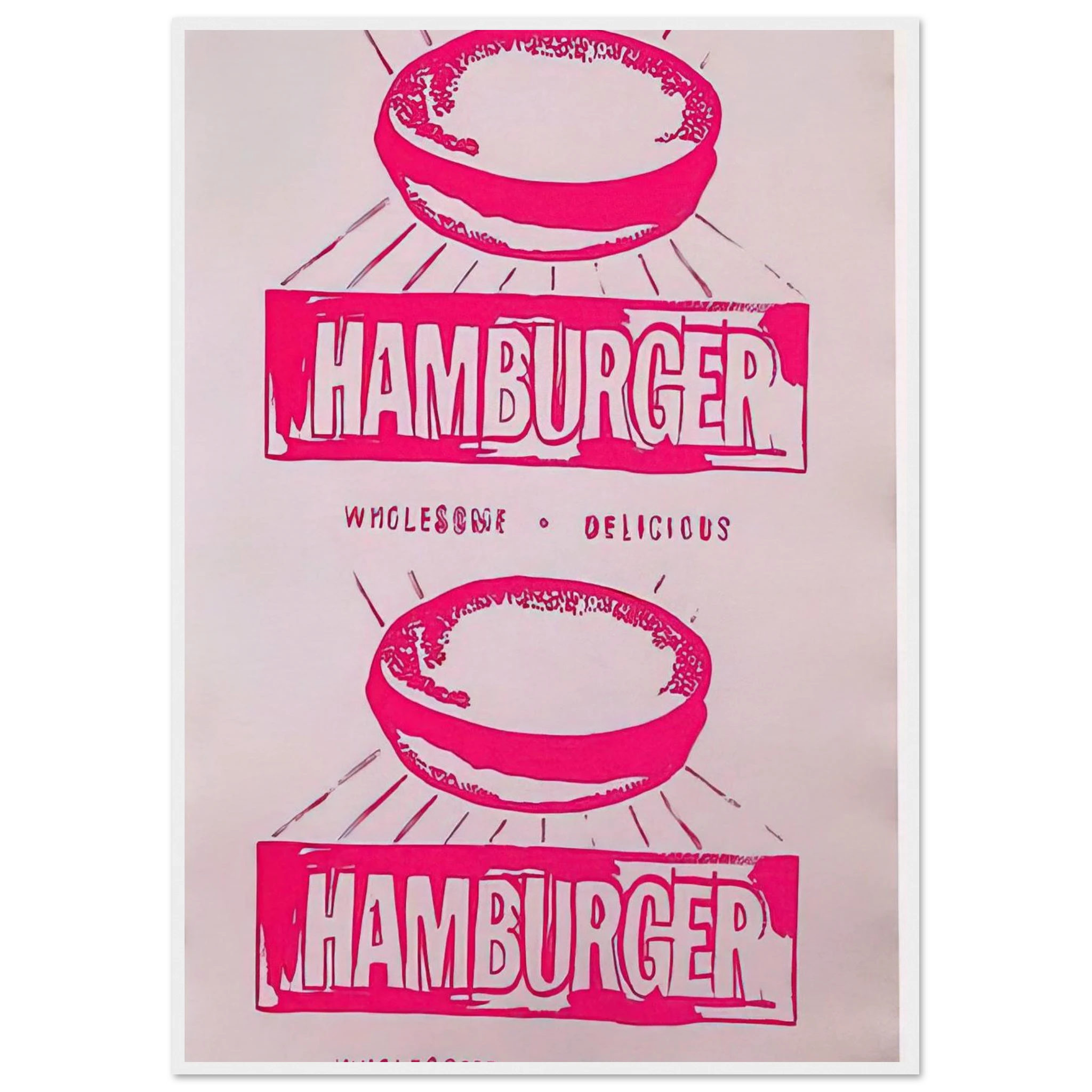 Double Hamburger Framed Poster | Andy Warhol Framed Prints Wall Art | Andy Warhol Prints