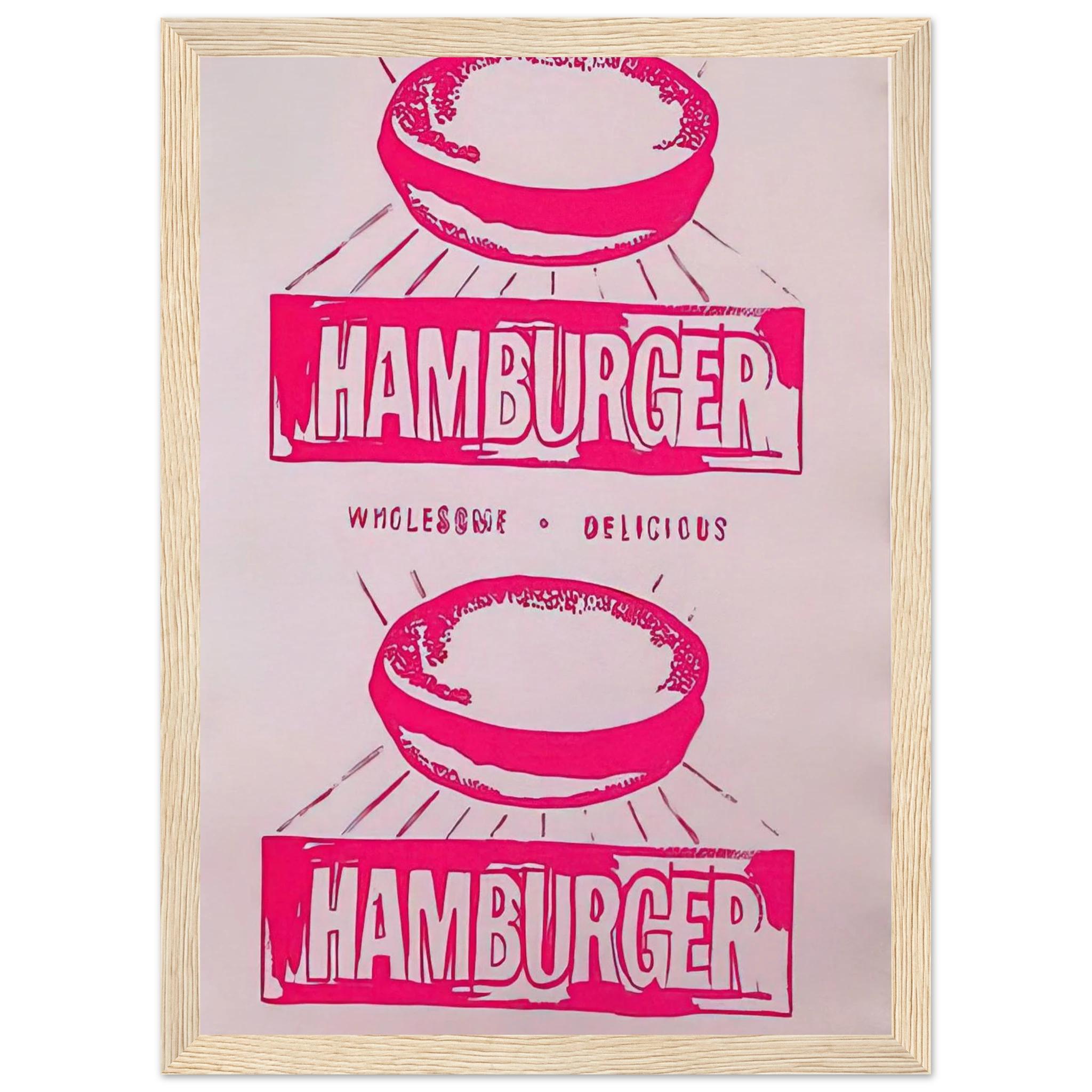 Double Hamburger Framed Poster | Andy Warhol Framed Prints Wall Art | Andy Warhol Prints