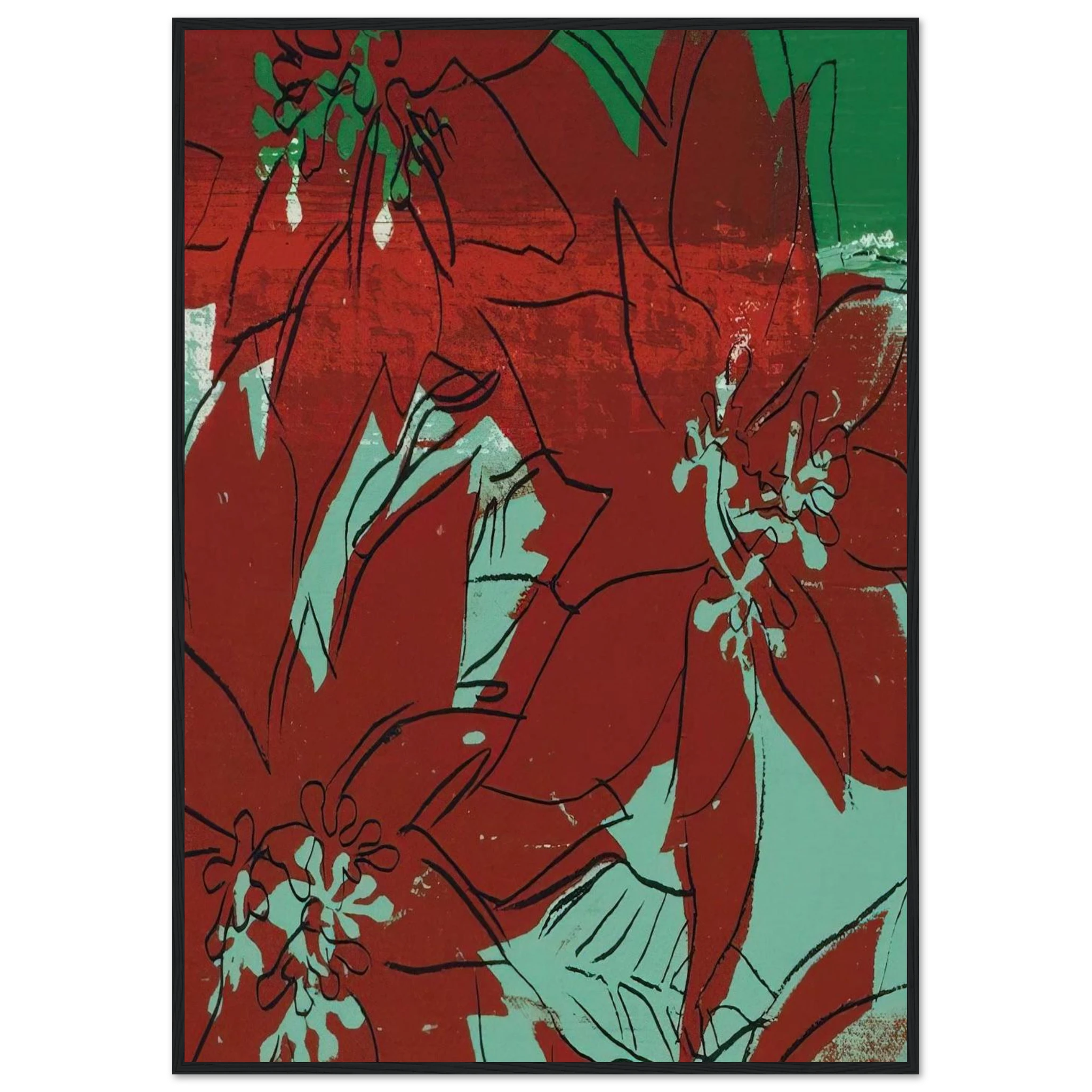 Poinsettias Framed Poster | Andy Warhol Framed Prints Wall Art | Andy Warhol Prints