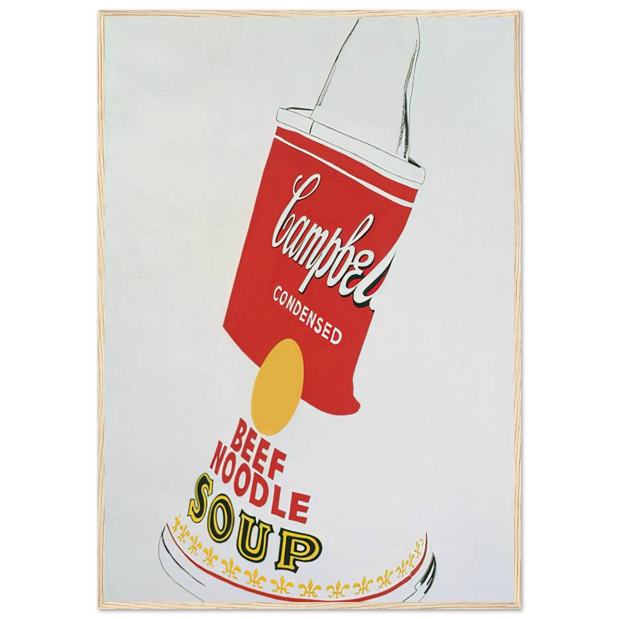 Crushed Campbell's Soup Can  Beef Noodle  Framed Poster | Andy Warhol Framed Prints Wall Art | Andy Warhol Prints